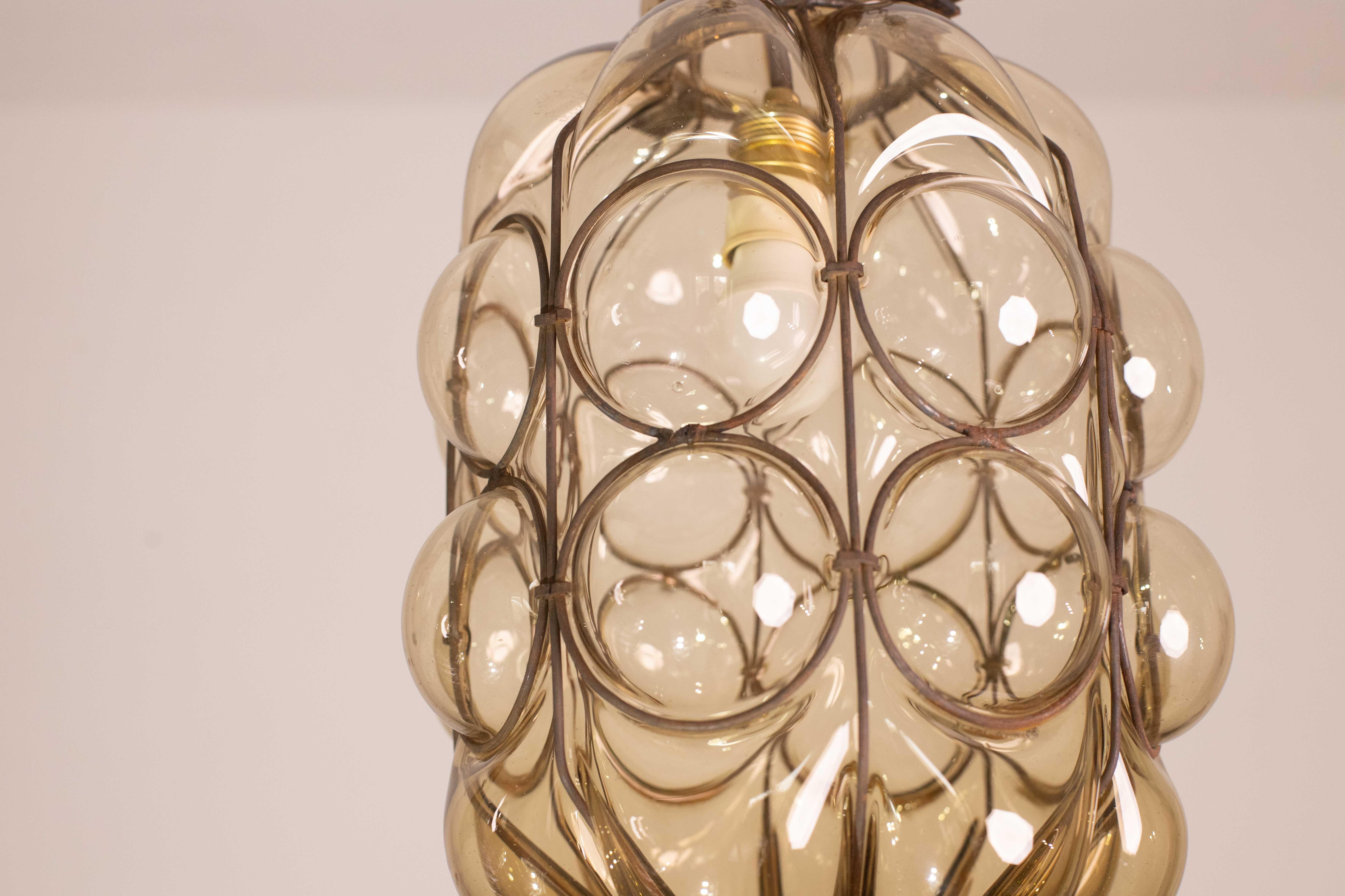 Wonderful Amber Vintage Venetian Lantern, Seguso Murano Glass, Italy, 1950s en venta 6
