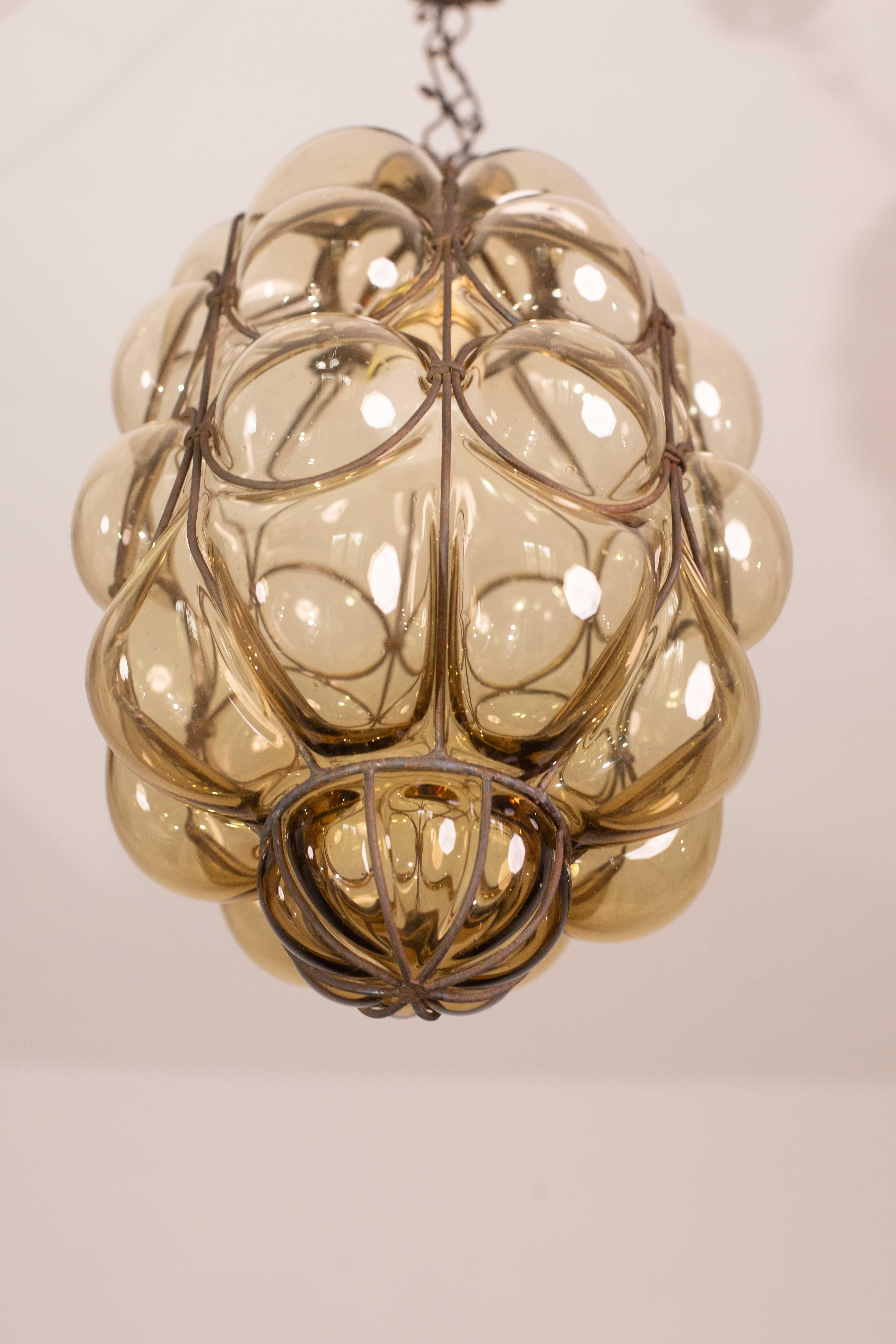Wonderful Amber Vintage Venetian Lantern, Seguso Murano Glass, Italy, 1950s en venta 7