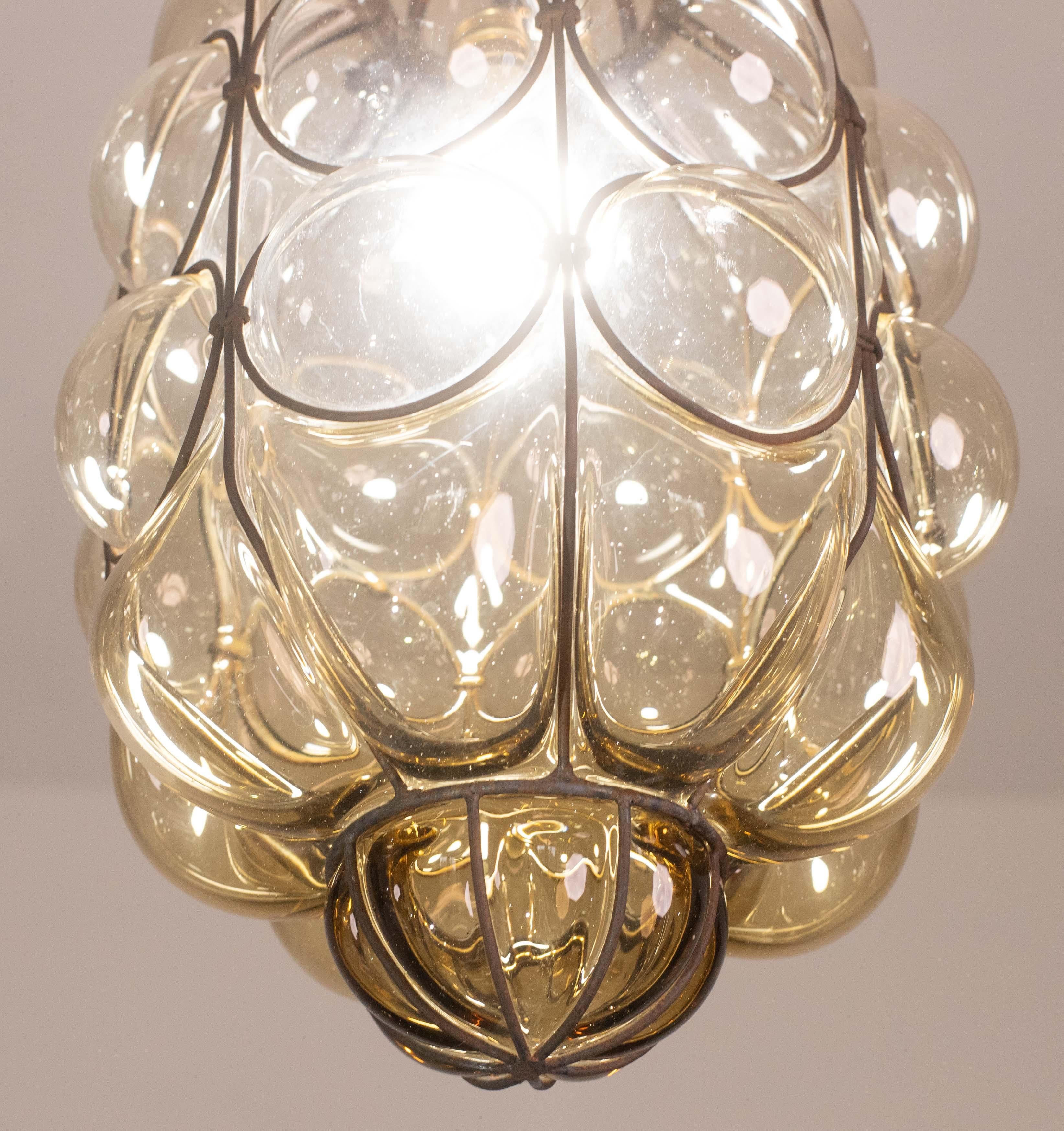 Wonderful Amber Vintage Venetian Lantern, Seguso Murano Glass, Italy, 1950s en venta 9