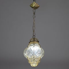 Maravilloso Farol Vintage Veneciano Ámbar, Seguso Murano Glass, Italia, años 50