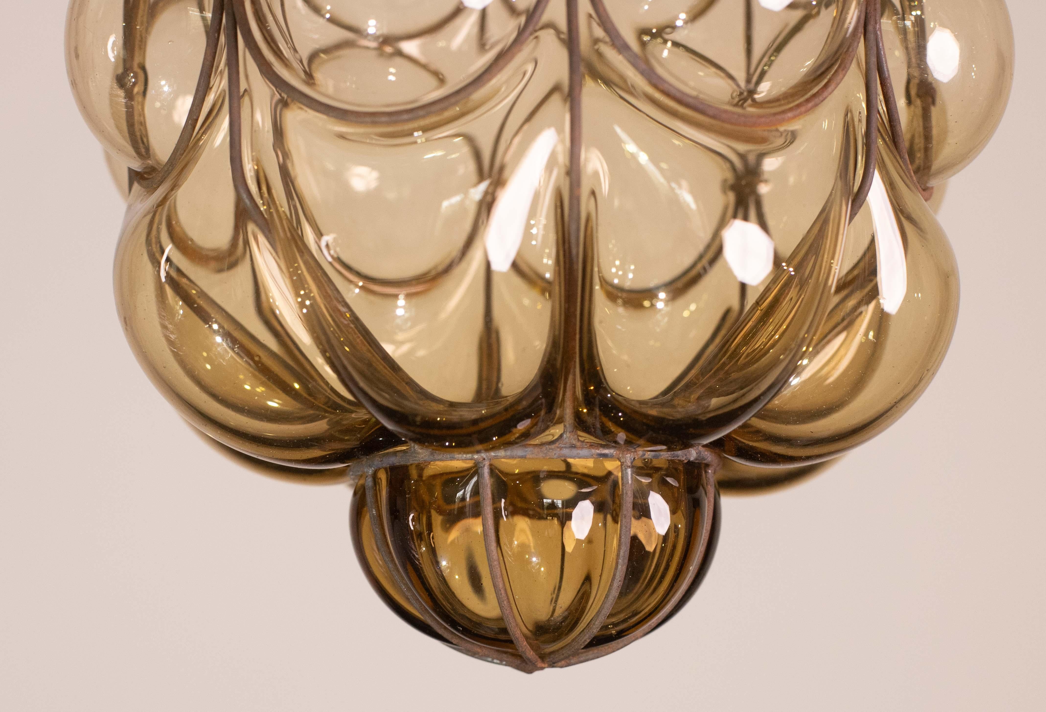 Wonderful Amber Vintage Venetian Lantern, Seguso Murano Glass, Italy, 1950s en venta 4