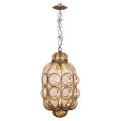 Wonderful Amber Vintage Venetian Lantern, Seguso Murano Glass, Italy, 1950s