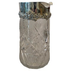 Wonderful American Brilliant Cut Crystal Sterling Silver Water Pitcher Decanter