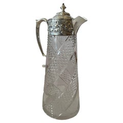 Wonderful American Brilliant Cut Glass Sterling Silver Water Pitcher Decanter