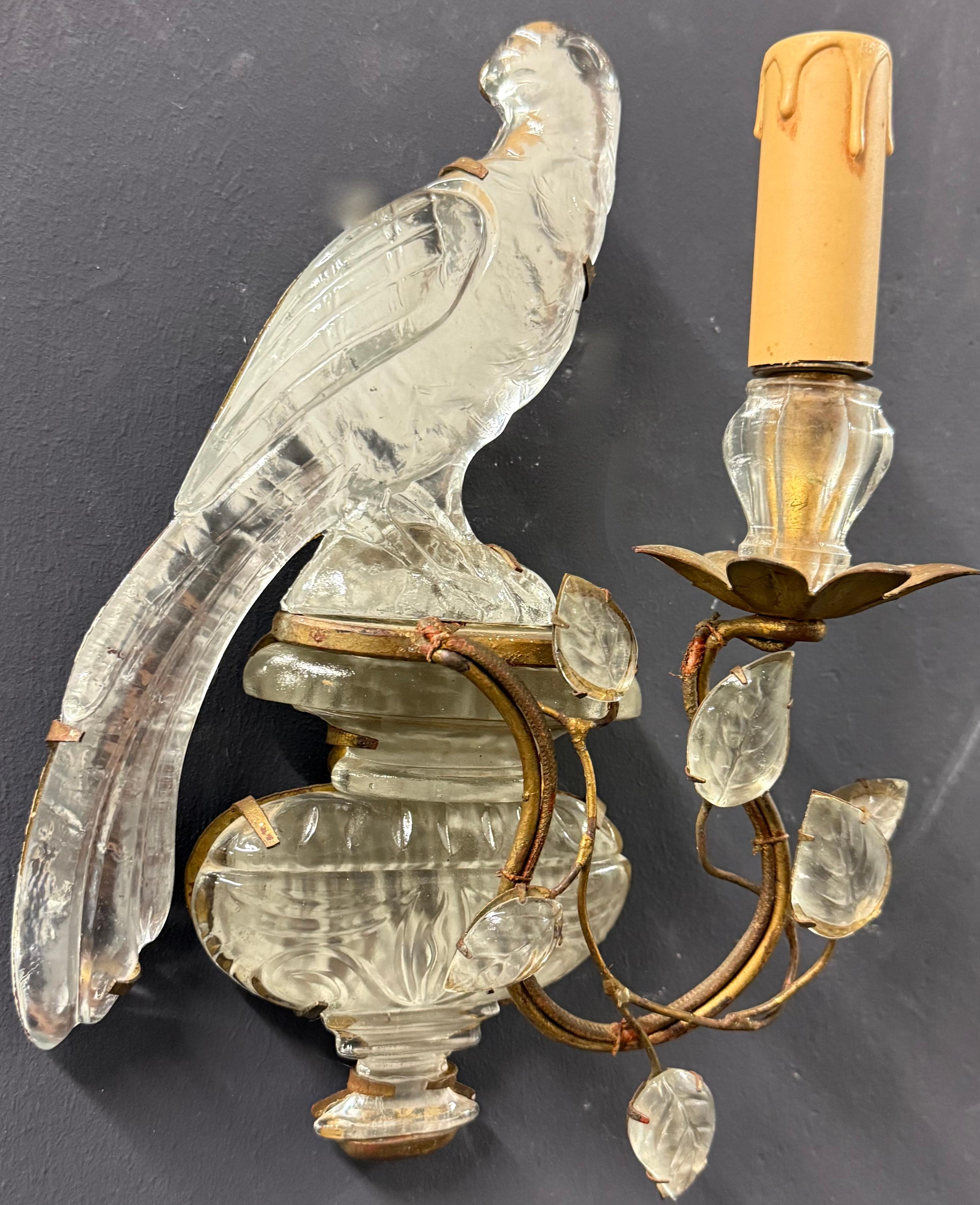 Wonderful and early Maison Bagues Parrot sconces For Sale 2