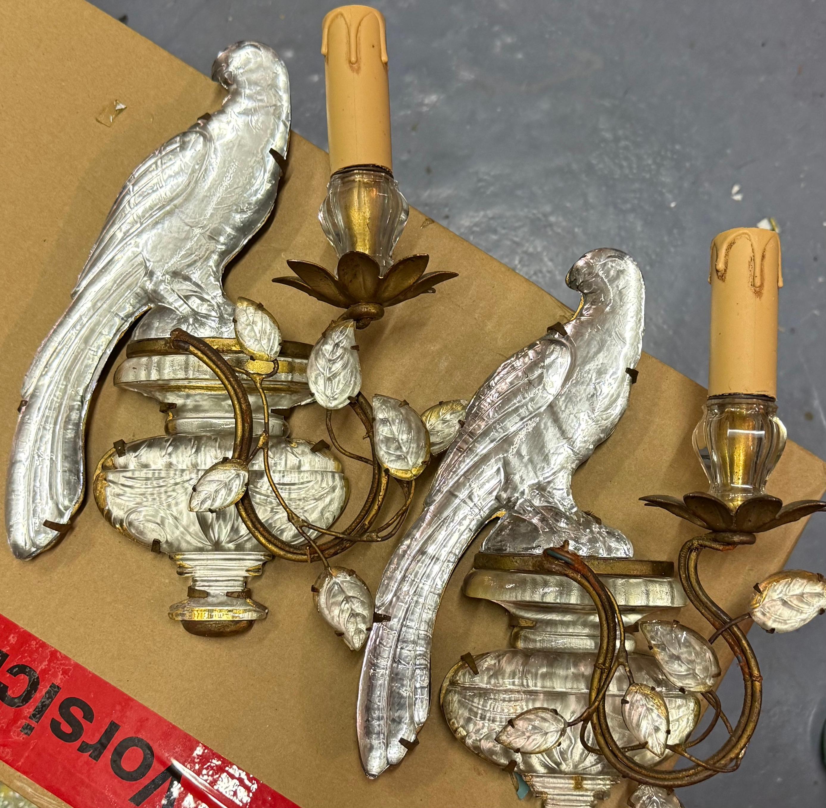 Wonderful and early Maison Bagues Parrot sconces For Sale 10