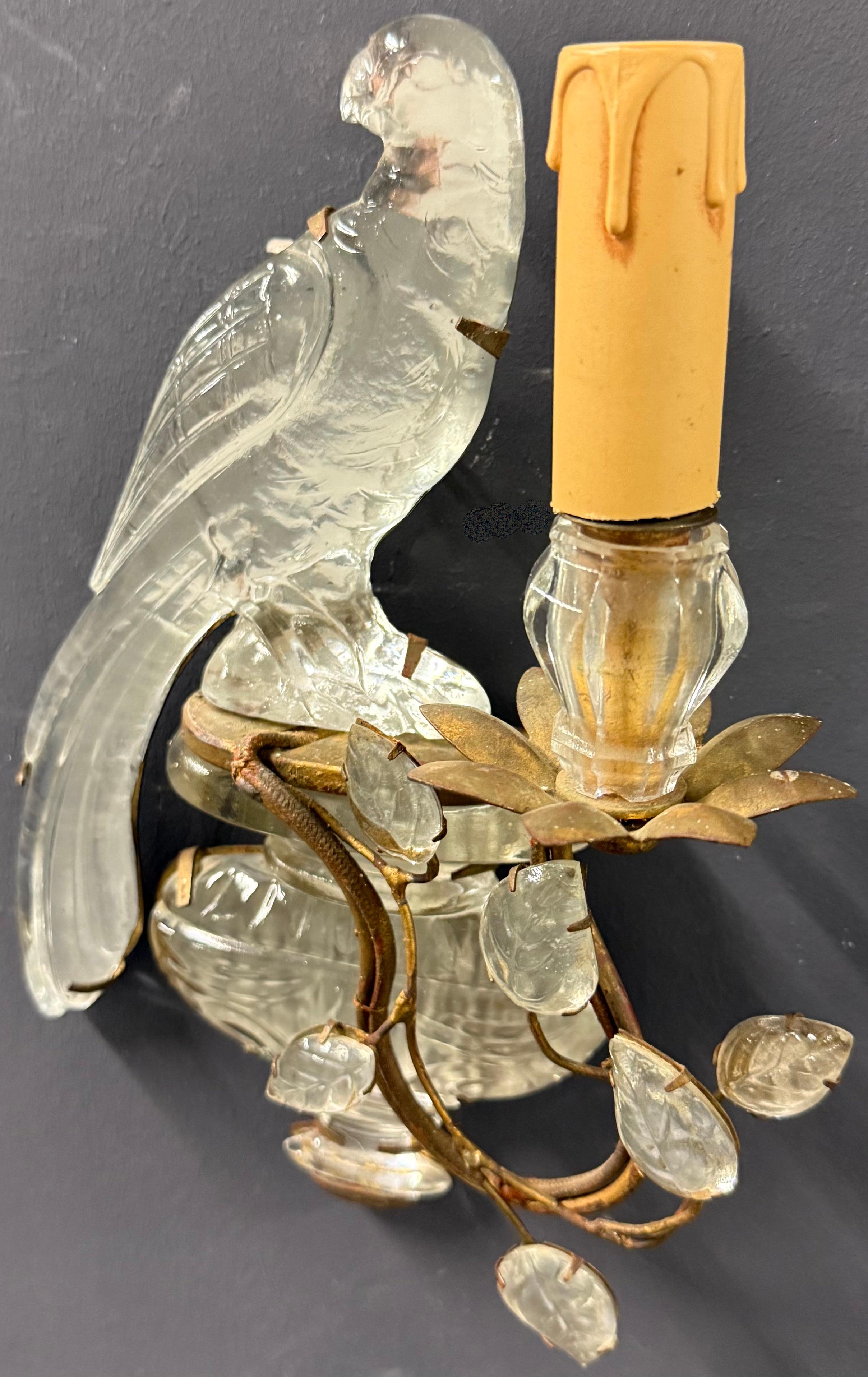 French Wonderful and early Maison Bagues Parrot sconces For Sale
