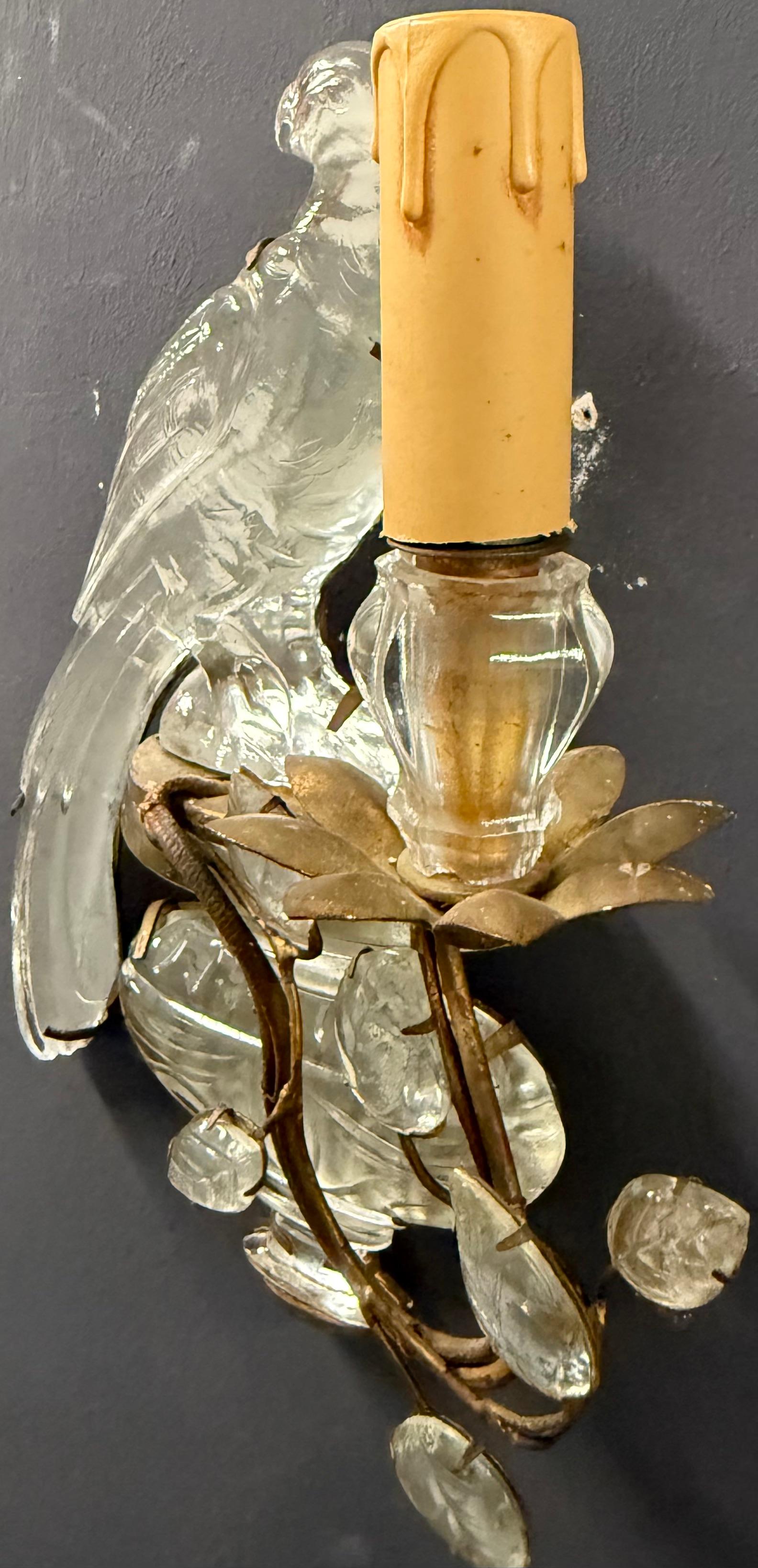 Metal Wonderful and early Maison Bagues Parrot sconces For Sale