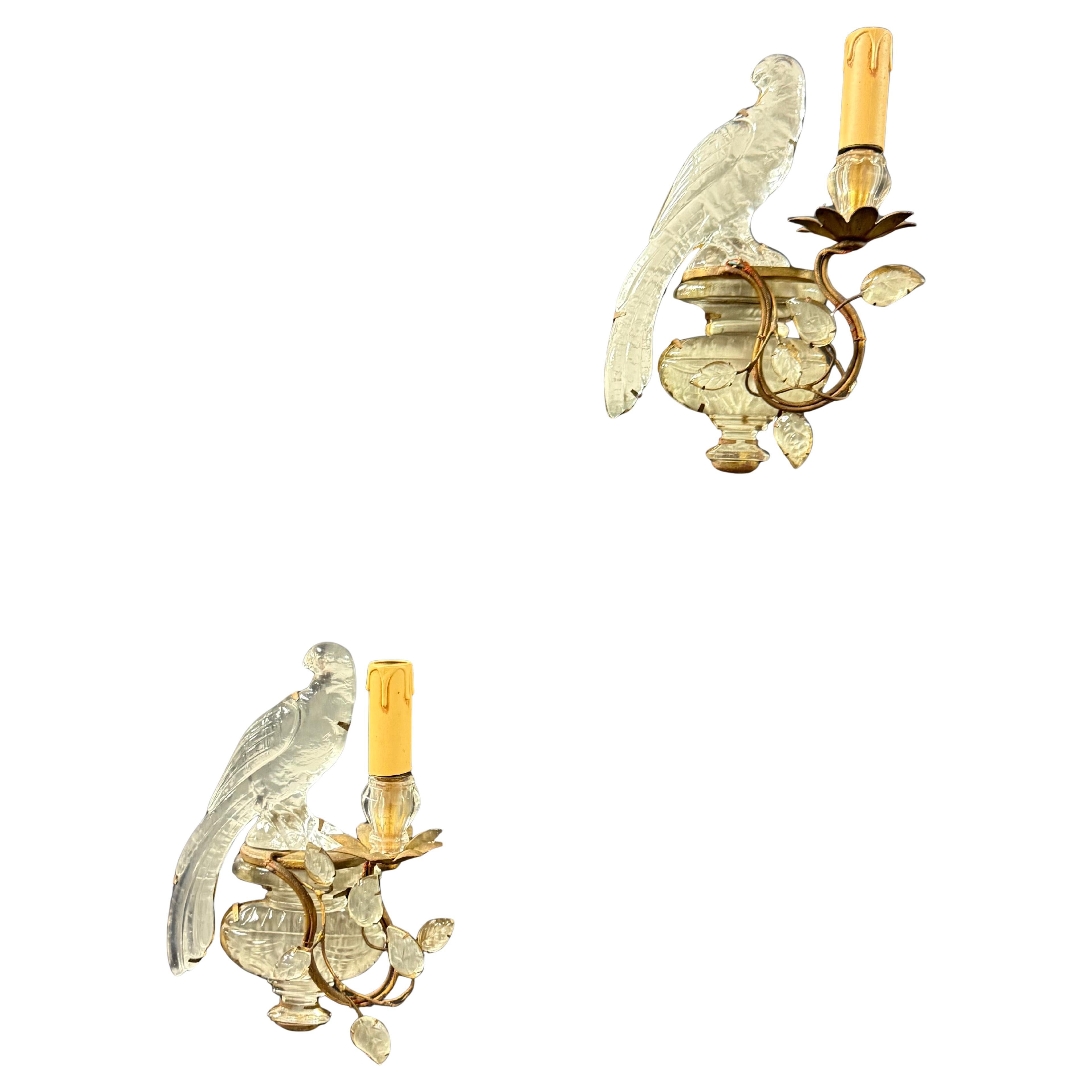 Wonderful and early Maison Bagues Parrot sconces For Sale