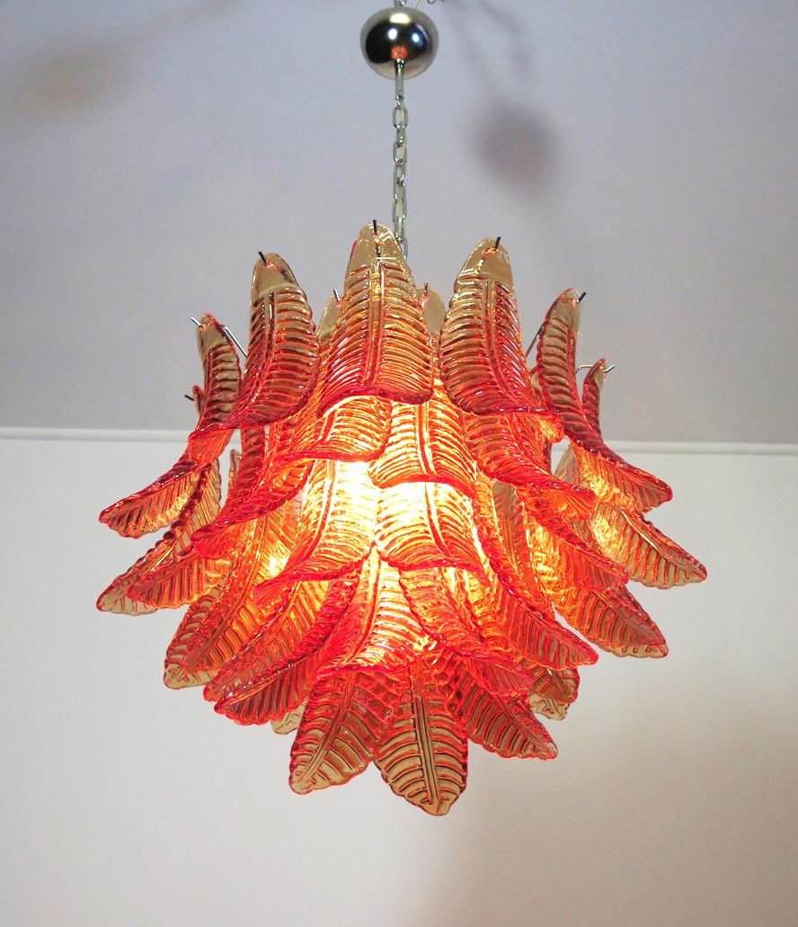 Metal Wonderful and Elegant Italian Murano Felci Glass Chandelier For Sale