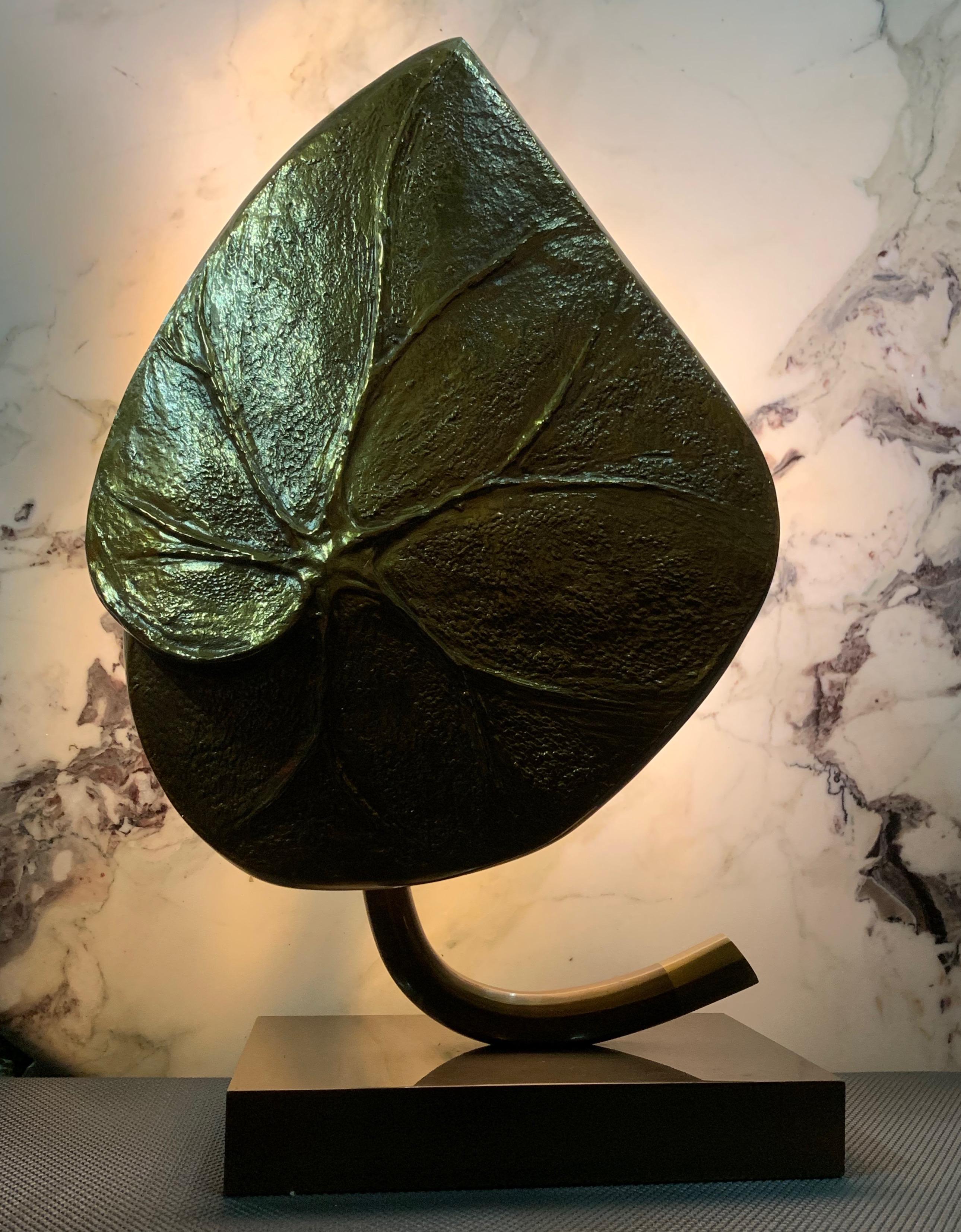 Bronze Wonderful and Rare Leaf Lamp by Maison Charles For Sale