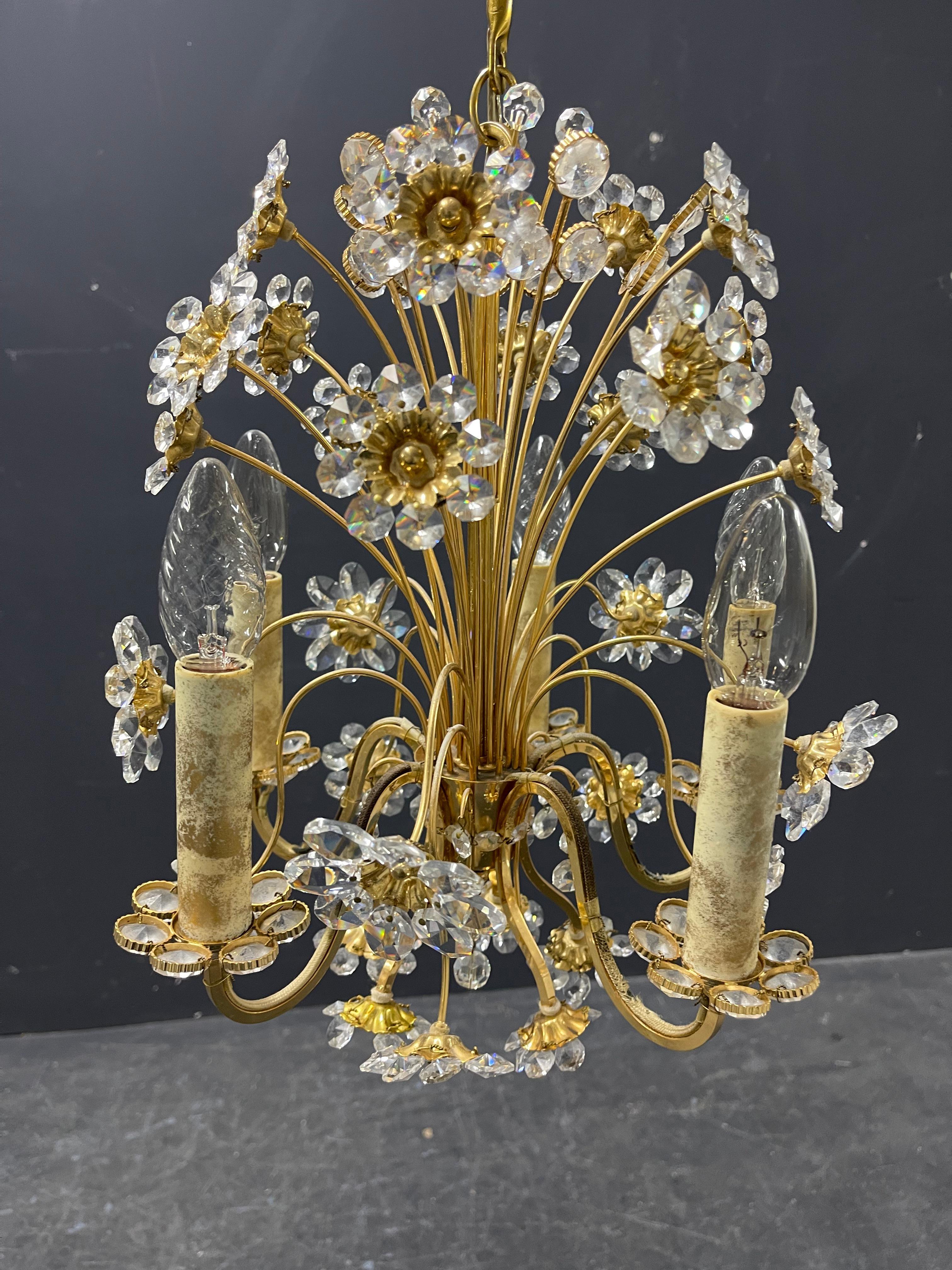 Wonderful and Rare Palwa Bunch of Flowers Chandelier For Sale 13
