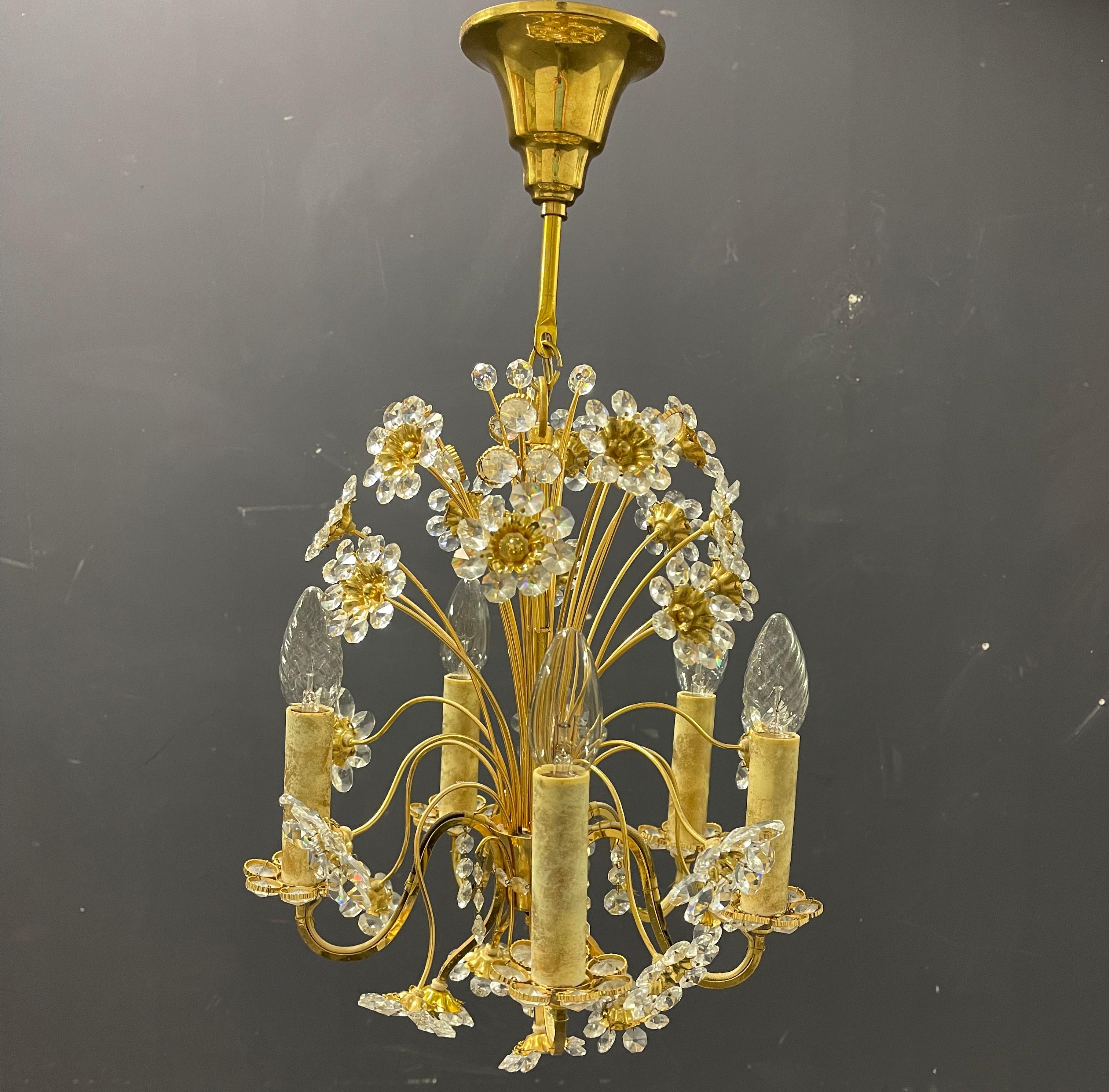 Hollywood Regency Wonderful and Rare Palwa Bunch of Flowers Chandelier For Sale