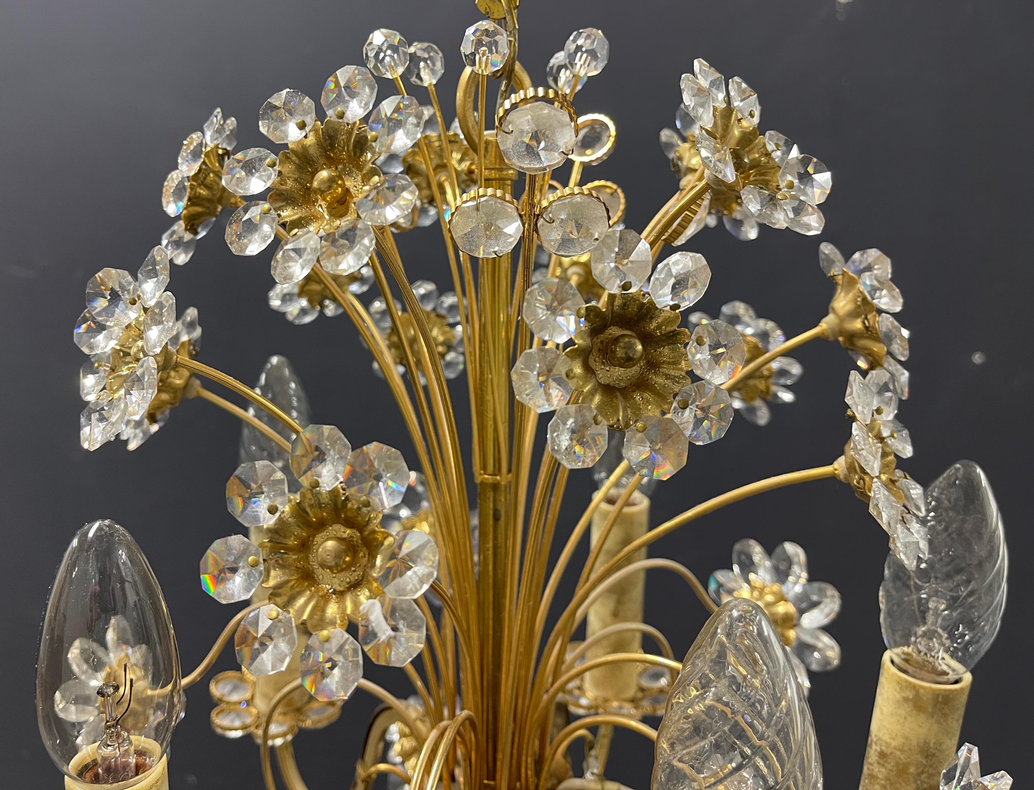 German Wonderful and Rare Palwa Bunch of Flowers Chandelier For Sale