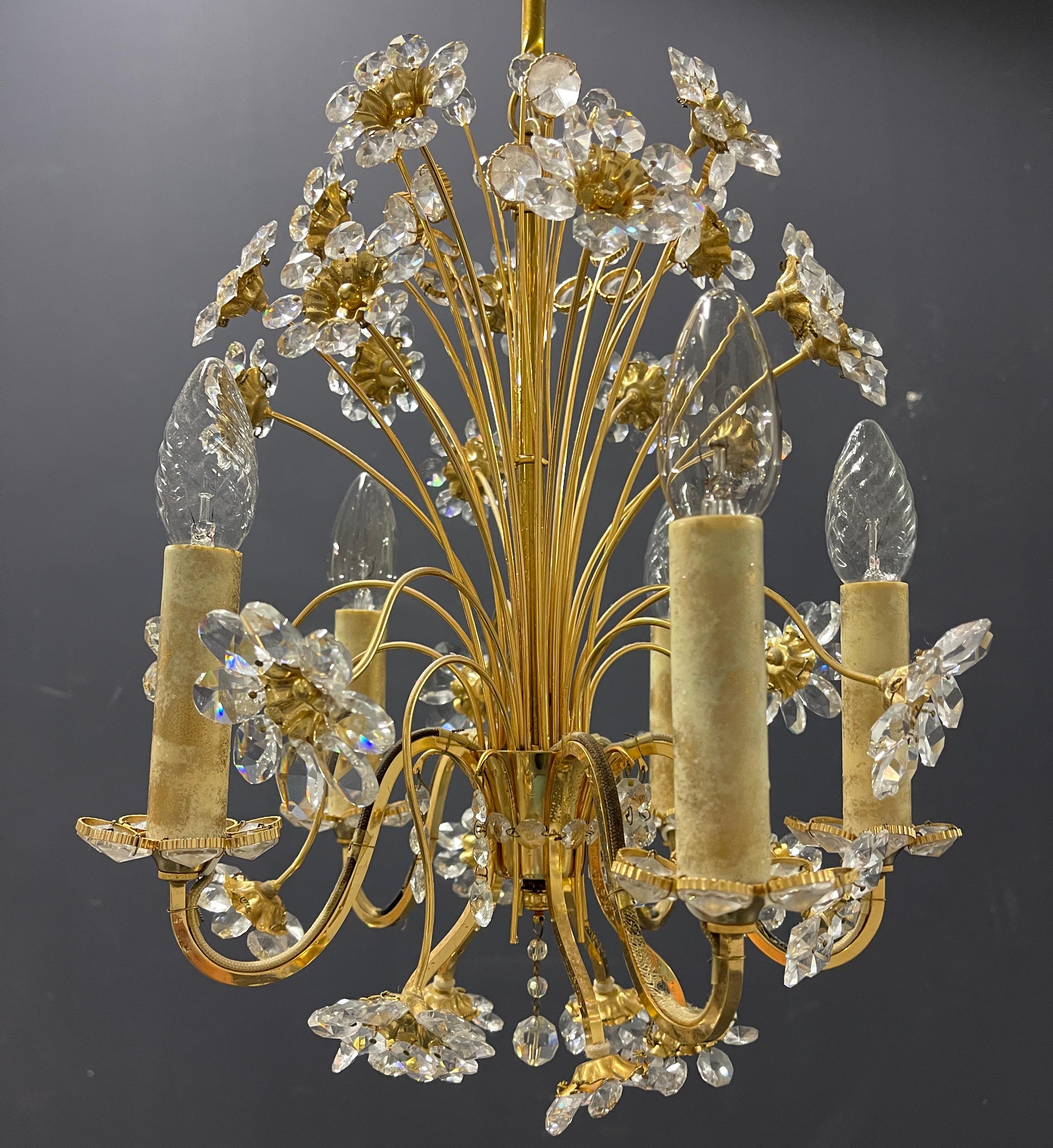 Wonderful and Rare Palwa Bunch of Flowers Chandelier In Good Condition For Sale In Munich, DE