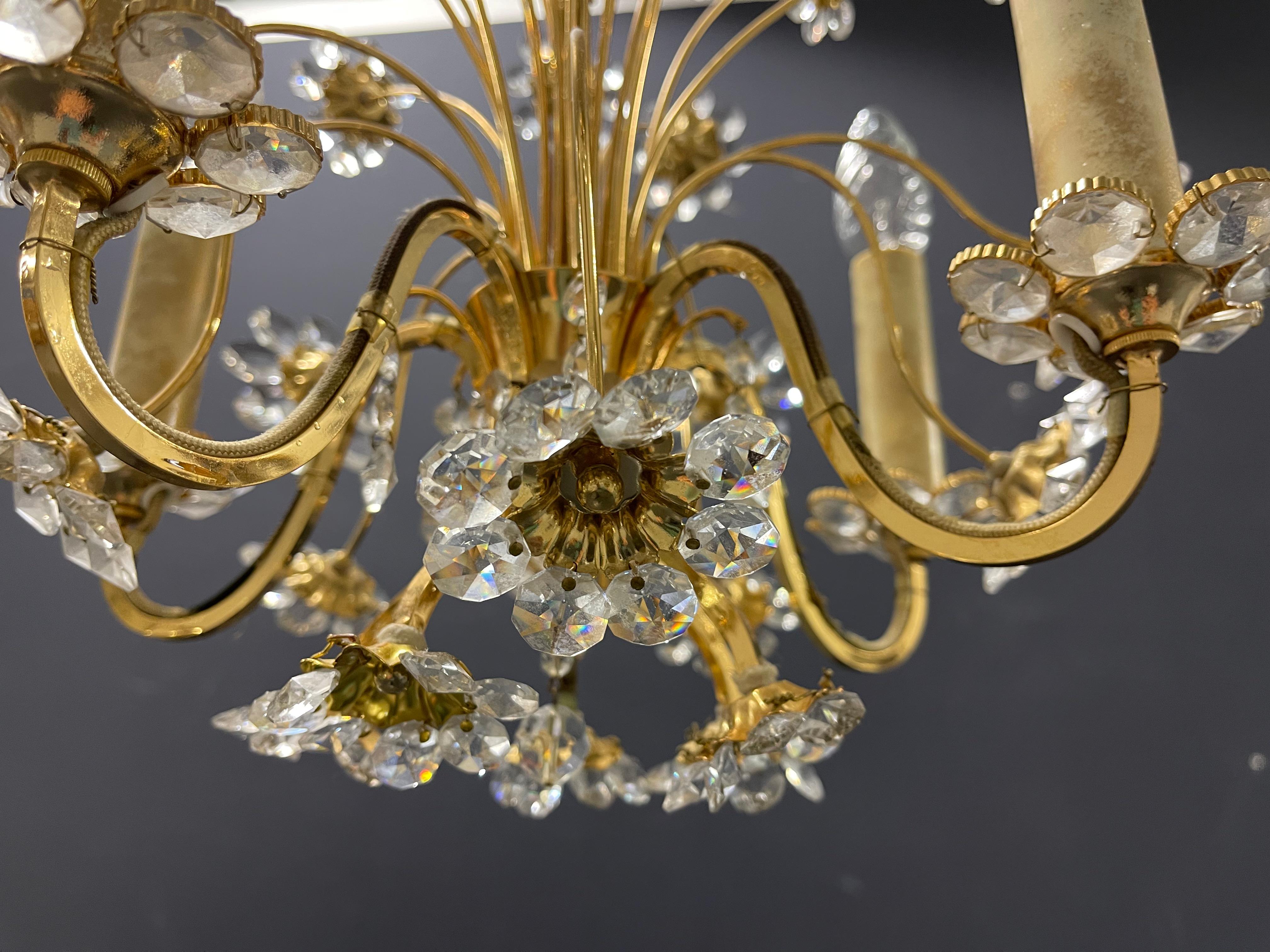 Mid-20th Century Wonderful and Rare Palwa Bunch of Flowers Chandelier For Sale