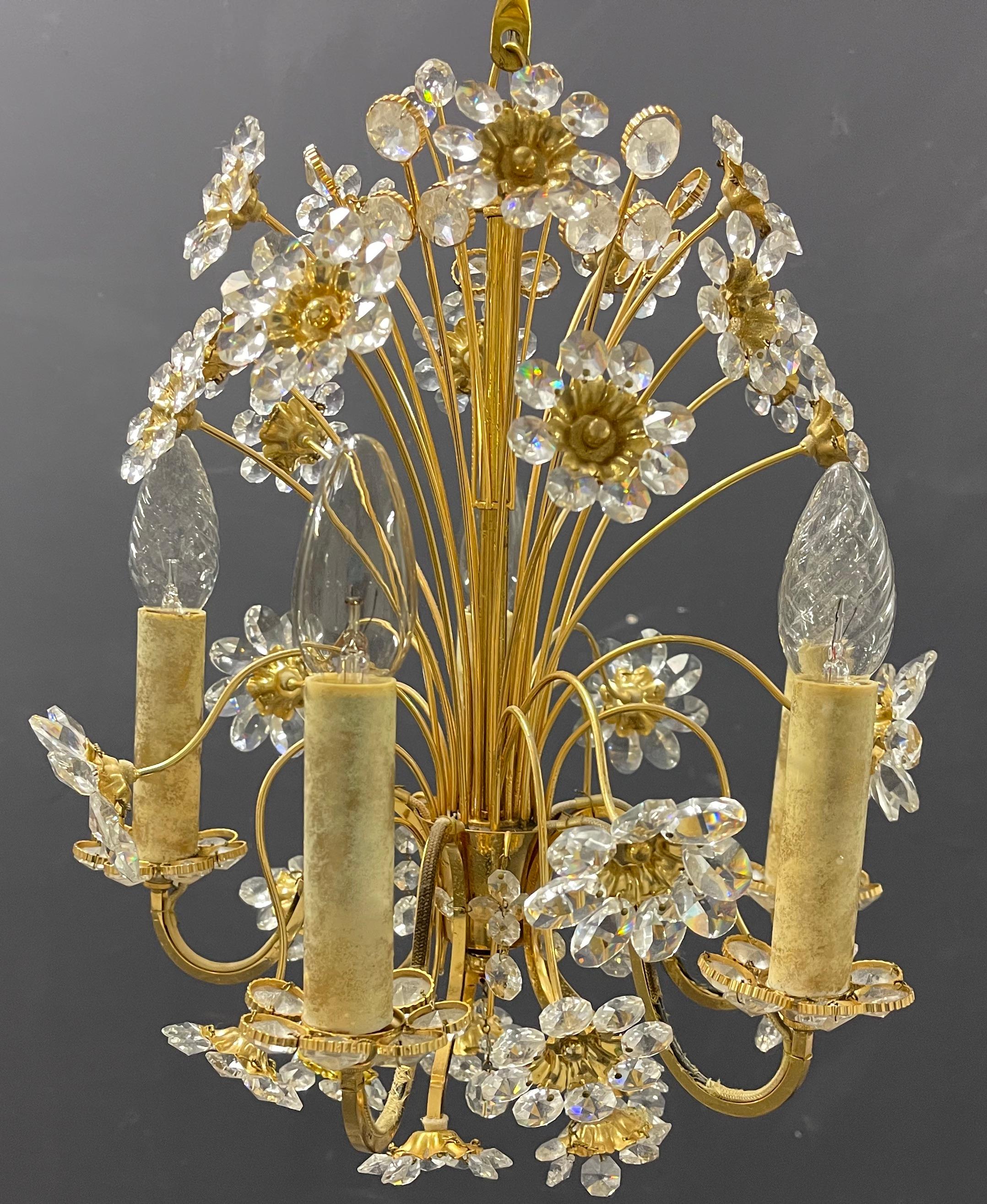 Brass Wonderful and Rare Palwa Bunch of Flowers Chandelier For Sale