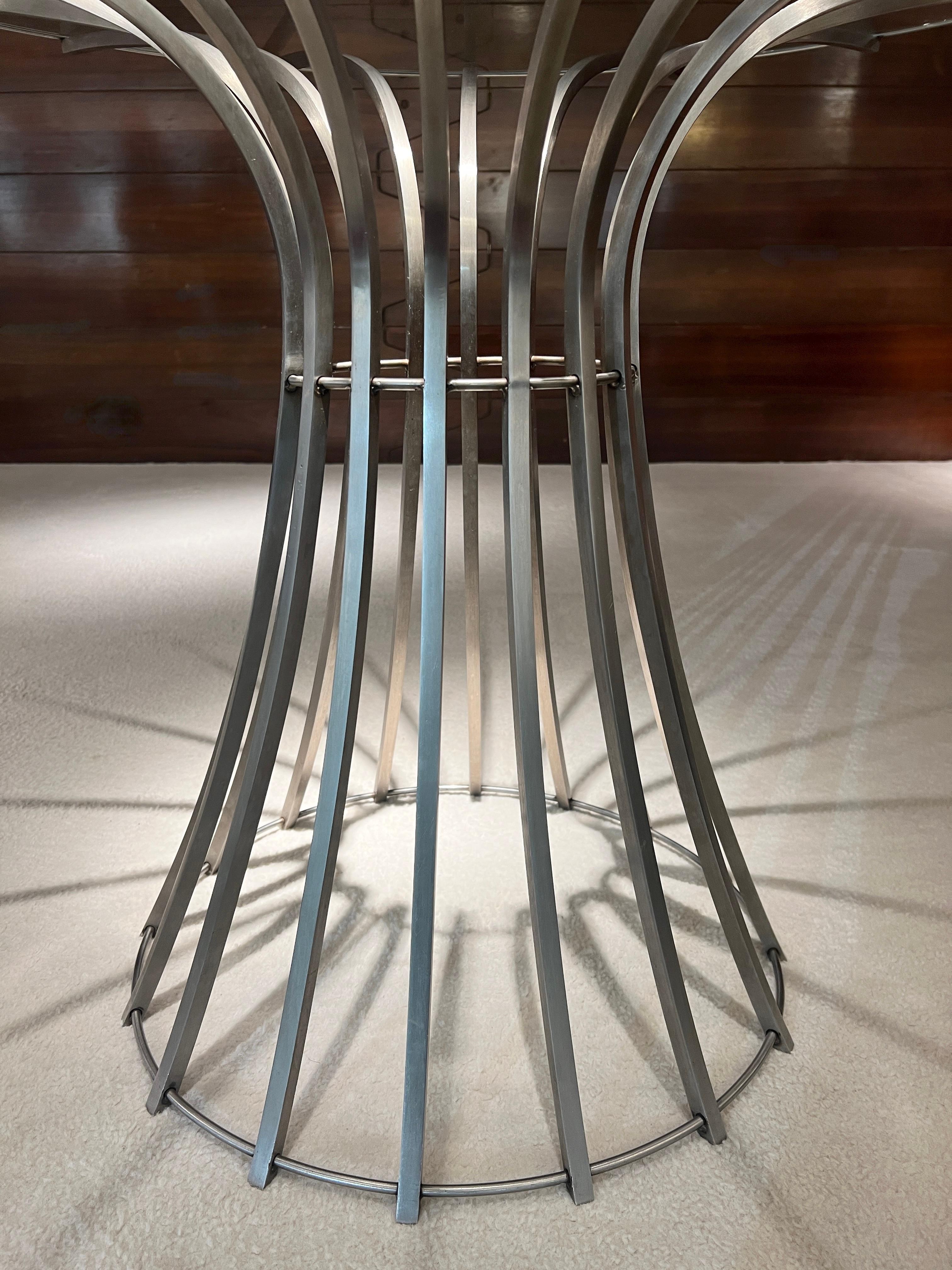 French Wonderful and rare Xavier Fréal Stainless Steel Table For Sale