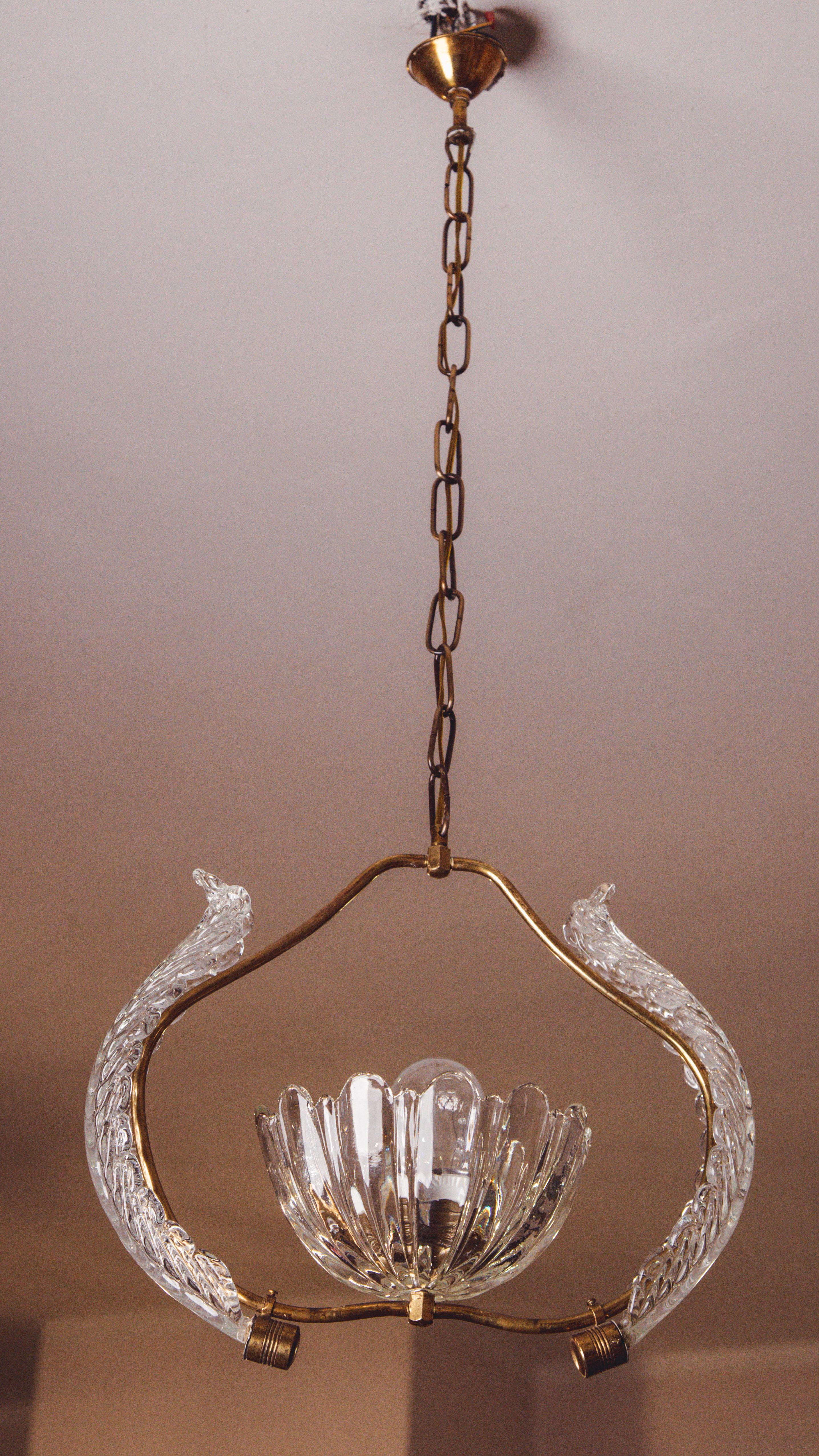 Mid-20th Century Wonderful and Unique Barovier and Toso Pendant Quartet, Murano glass, 1950s