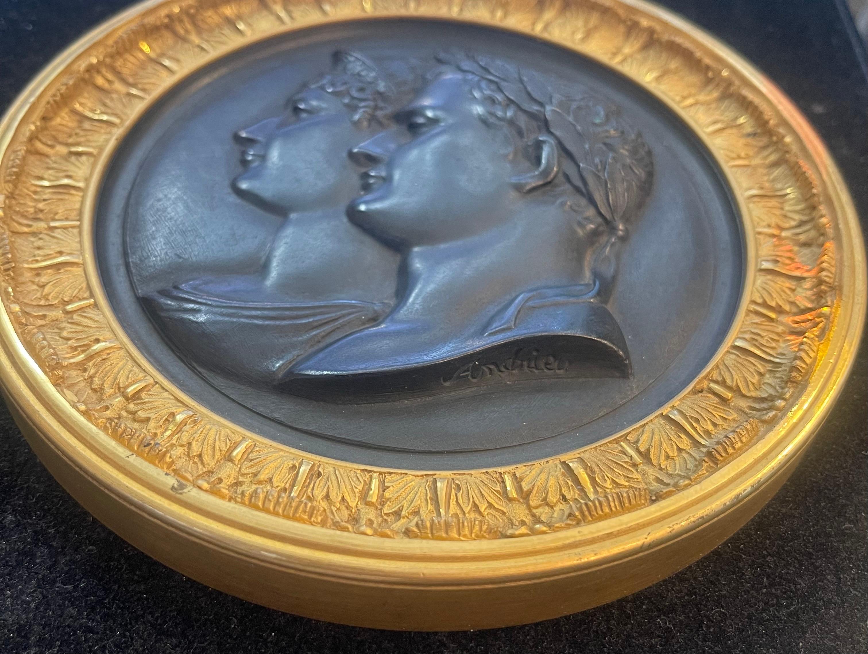 Gilt Wonderful Andrieu Jean-Bertrand Bronze Plaque 19C Napoleon Josephine Eagle Frame