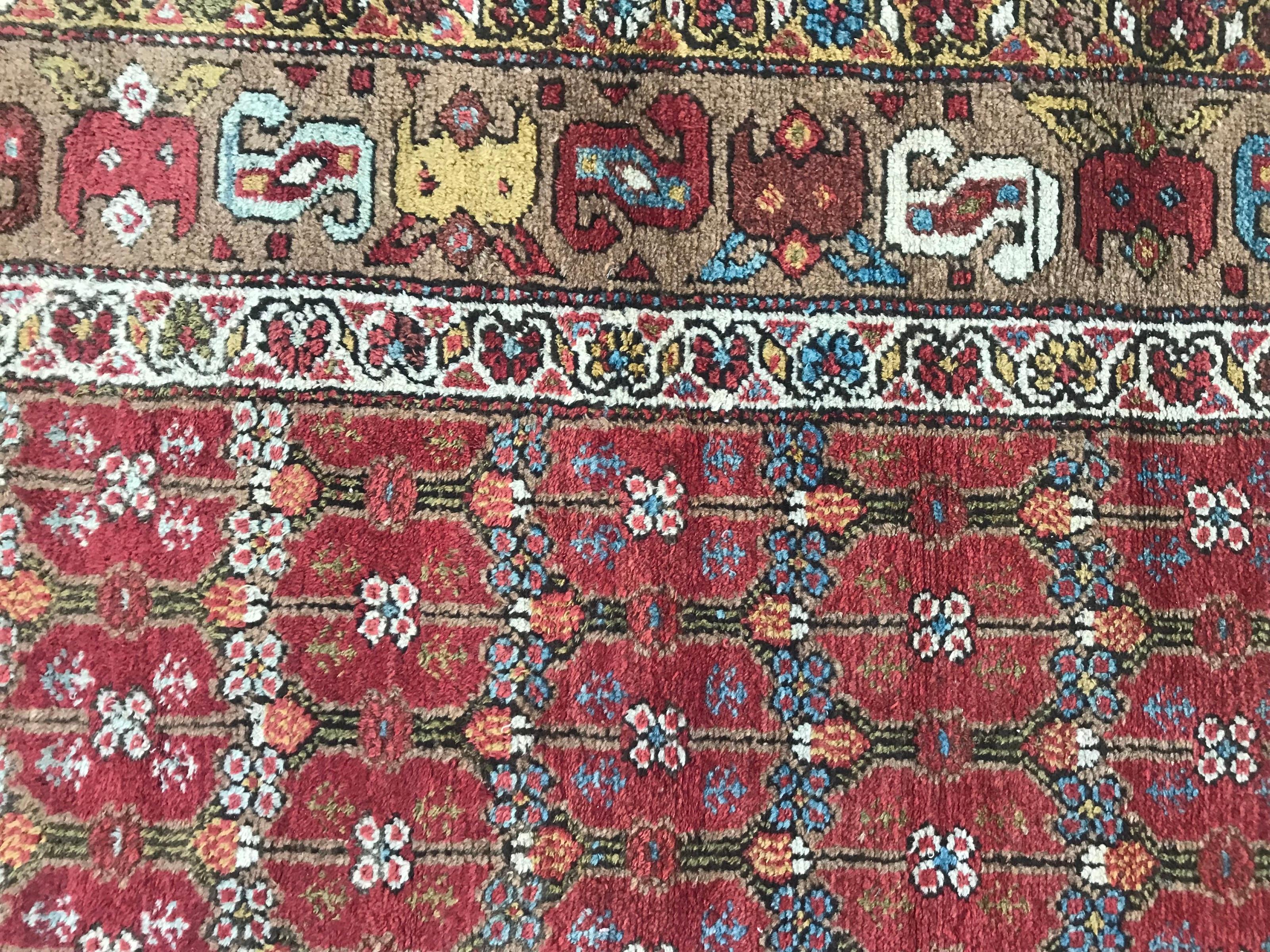 Central Asian Wonderful Antique 19th Century Long Kurdish Rug For Sale