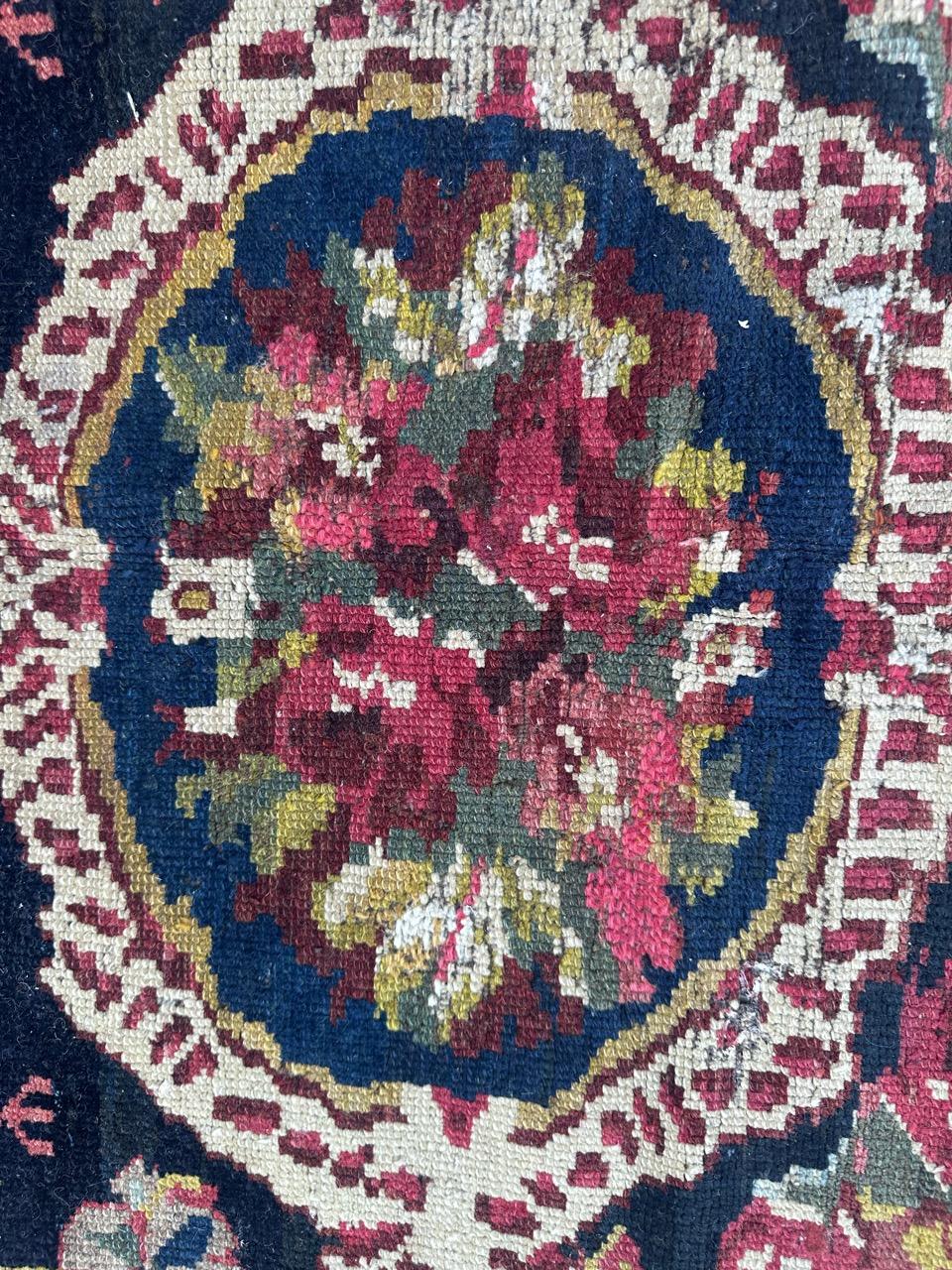 Wonderful antique Bakhtiar floral Savonnerie design rug For Sale 3