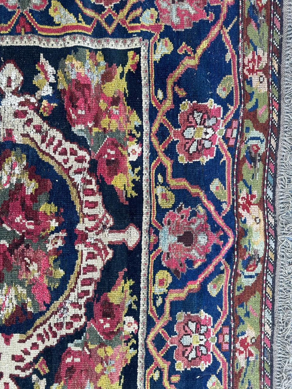 Wonderful antique Bakhtiar floral Savonnerie design rug For Sale 4