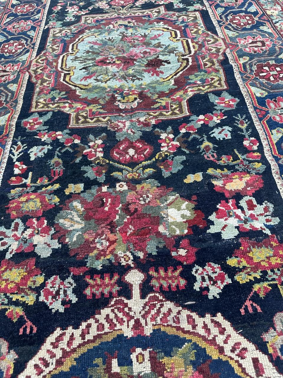 Wonderful antique Bakhtiar floral Savonnerie design rug For Sale 6