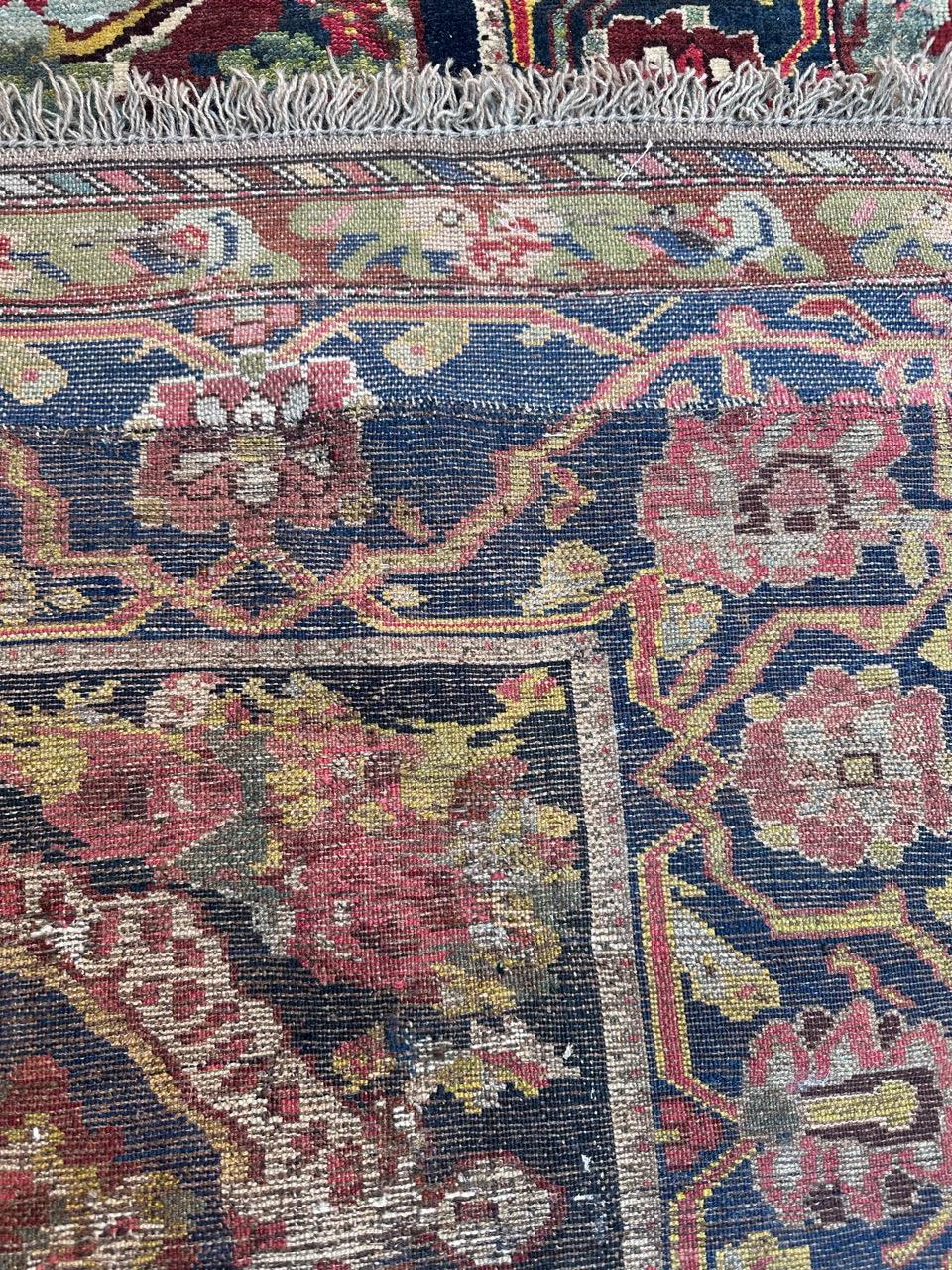 Wonderful antique Bakhtiar floral Savonnerie design rug For Sale 11