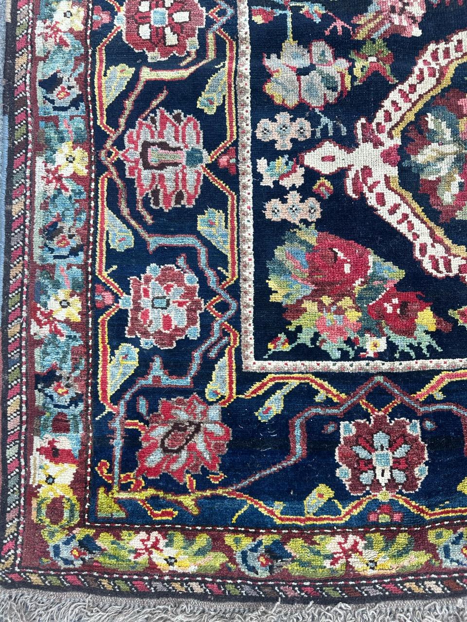 Hand-Knotted Wonderful antique Bakhtiar floral Savonnerie design rug For Sale