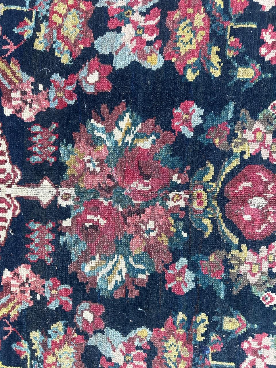 20th Century Wonderful antique Bakhtiar floral Savonnerie design rug For Sale