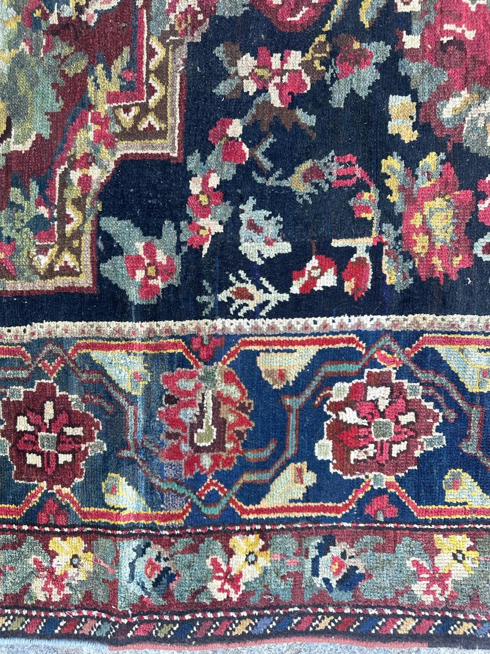 Wonderful antique Bakhtiar floral Savonnerie design rug For Sale 1