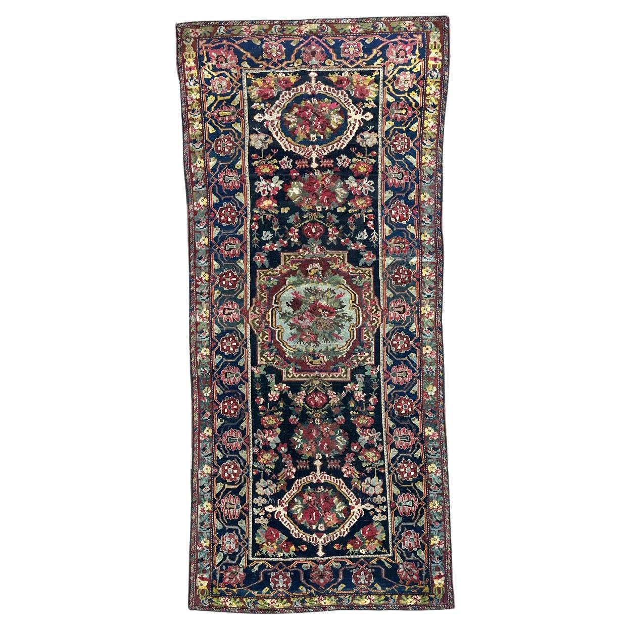 Wonderful antique Bakhtiar floral Savonnerie design rug