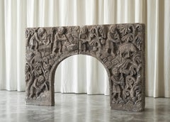 Wonderful Antique Bas Relief Fireplace Surround in Hand Carved Stone