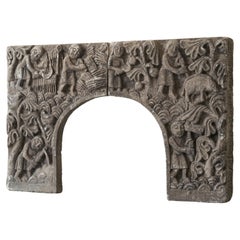 Wonderful Antique Bas Relief Fireplace Surround in Hand Carved Stone