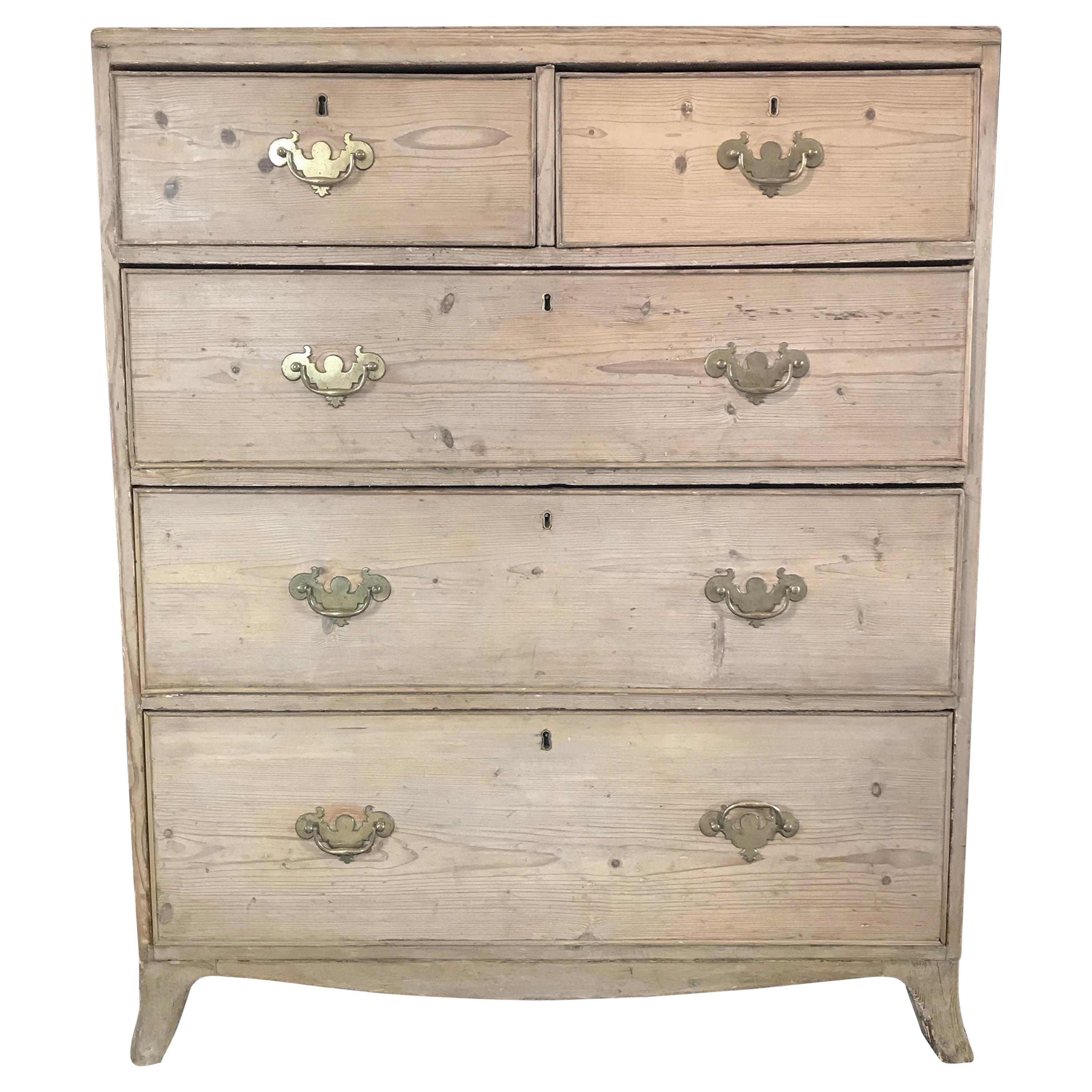 Wonderful Antique British Scrubbed Pine Chest of Drawers