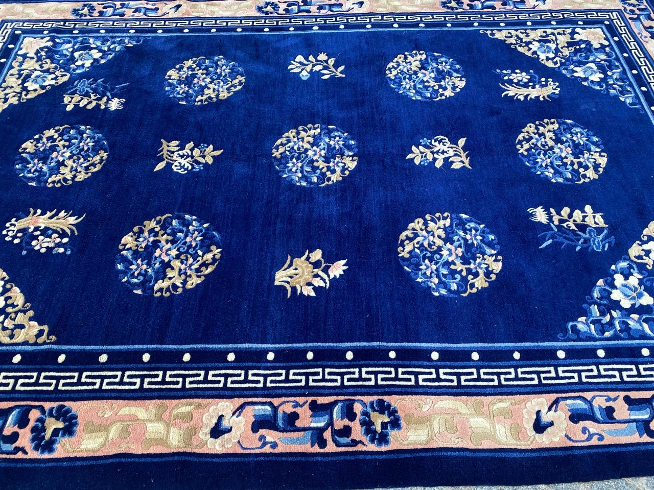 Bobyrug's Wonderful Antique Chinese Art Deco Beijing Rug (Merveilleux tapis chinois ancien Art déco de Pékin) en vente 4