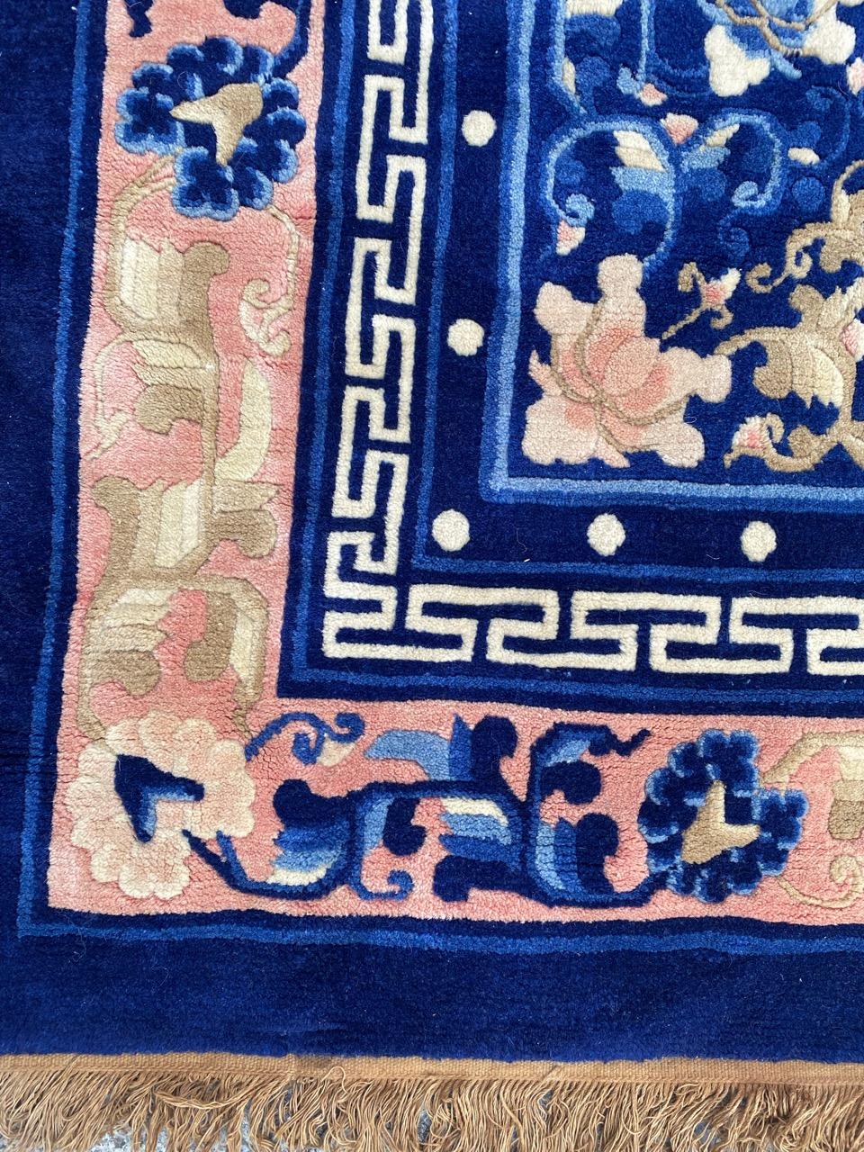 Hand-Knotted Bobyrug’s Wonderful Antique Chinese Art Deco Beijing Rug For Sale