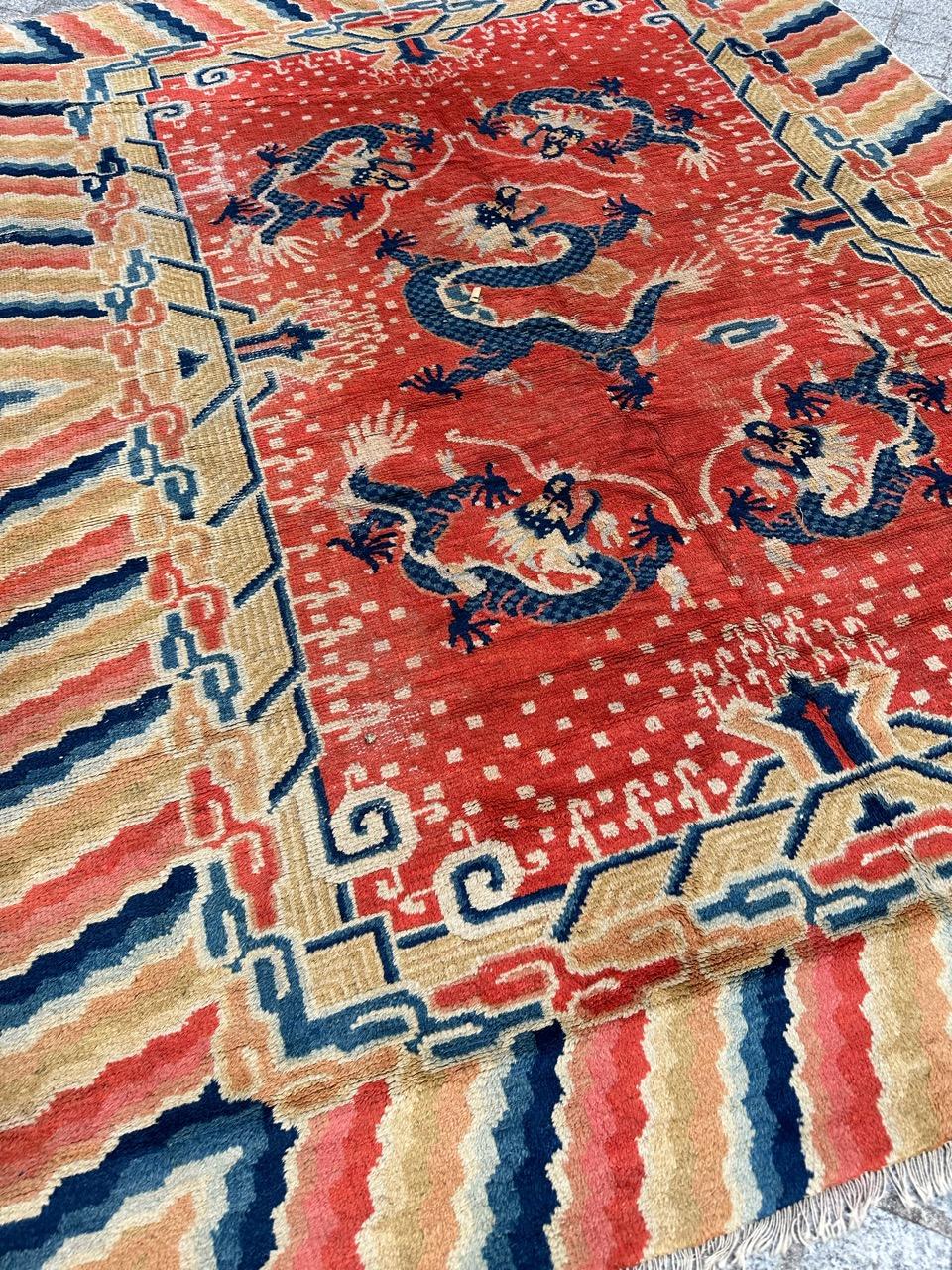 Bobyrug’s Wonderful antique Chinese dragon design rug  For Sale 3
