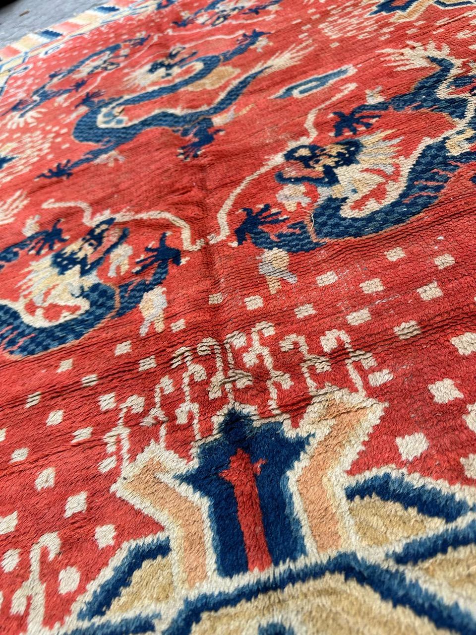 Bobyrug’s Wonderful antique Chinese dragon design rug  For Sale 6