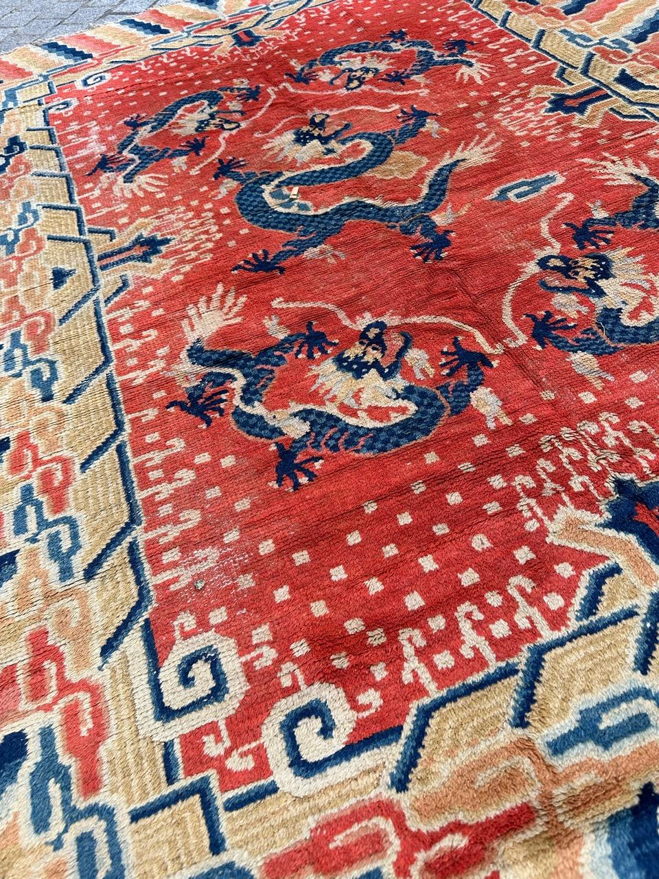Bobyrug’s Wonderful antique Chinese dragon design rug  For Sale 7