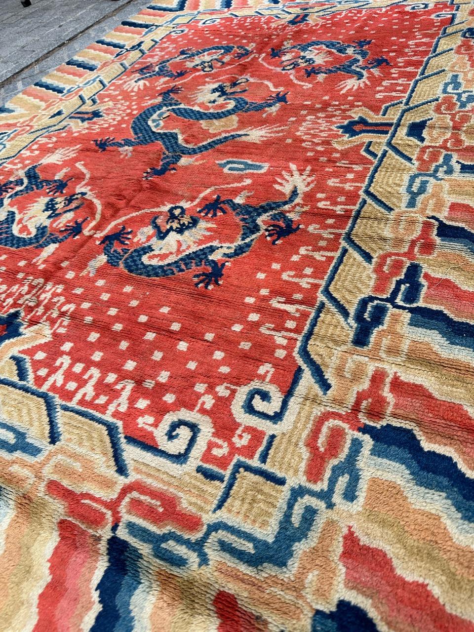 Bobyrug’s Wonderful antique Chinese dragon design rug  For Sale 8