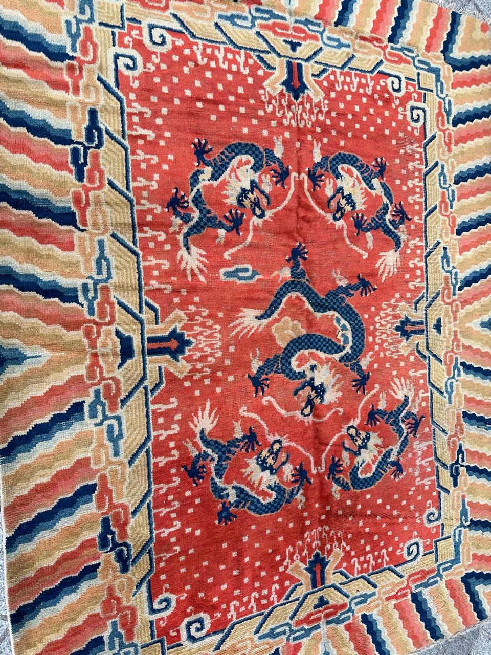 Bobyrug’s Wonderful antique Chinese dragon design rug  For Sale 9
