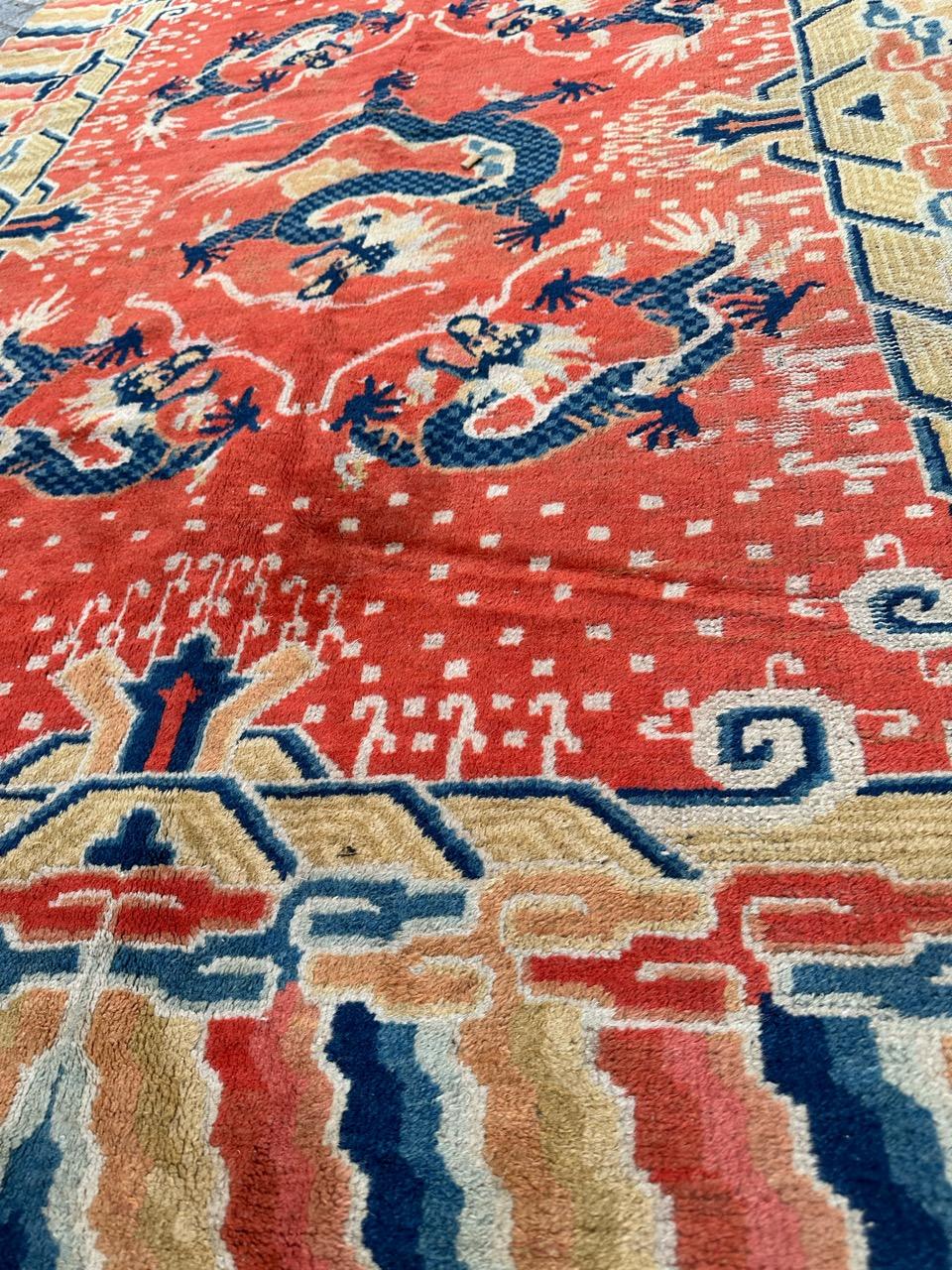 Bobyrug’s Wonderful antique Chinese dragon design rug  For Sale 12
