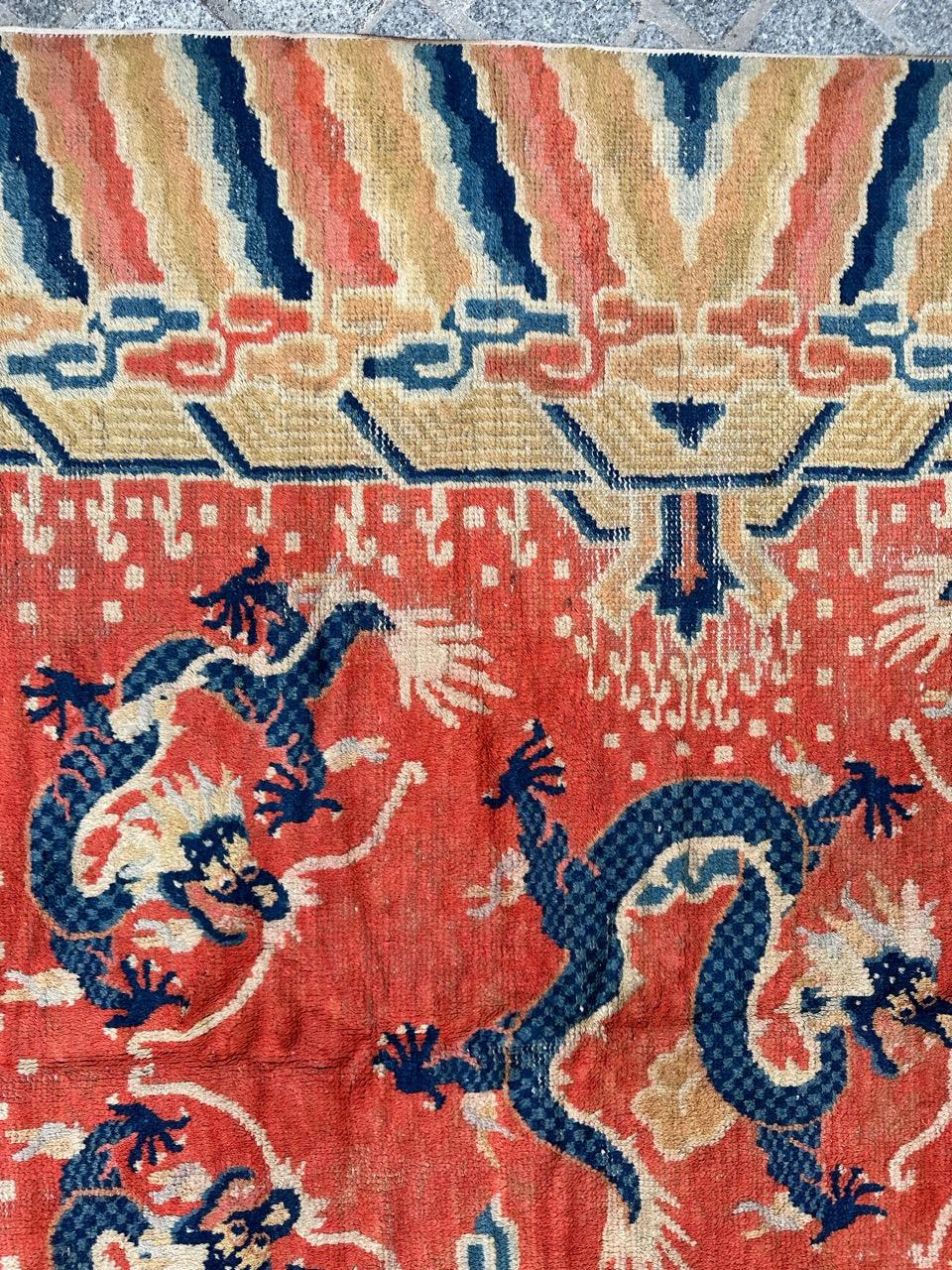 Bobyrug’s Wonderful antique Chinese dragon design rug  For Sale 1