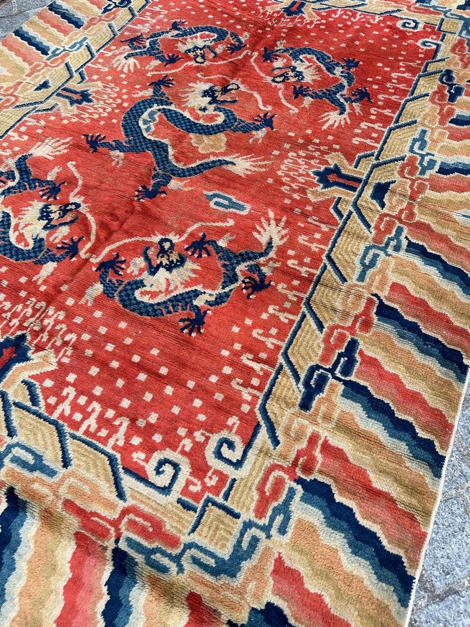 Bobyrug’s Wonderful antique Chinese dragon design rug  For Sale 2
