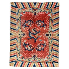 Bobyrug's Wunderschöner antiker chinesischer Teppich mit Drachendesign 