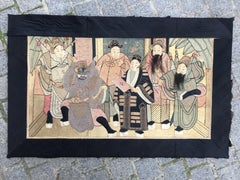 Bobyrug’s Wonderful Antique Chinese Pictural Embroidery with Silk and Metal