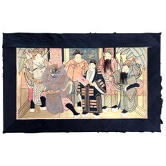 Wonderful Antique Chinese Pictural Embroidery with Silk and Metal
