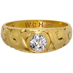 Wonderful Antique, circa 1890 Diamond and 18 Karat Yellow Gold French Ring